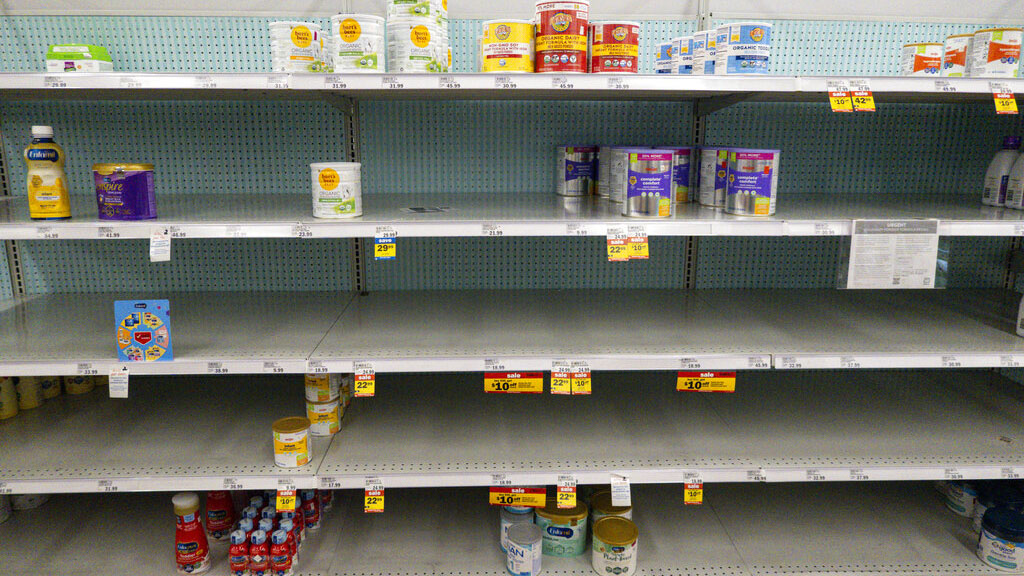 Empty formula shelves