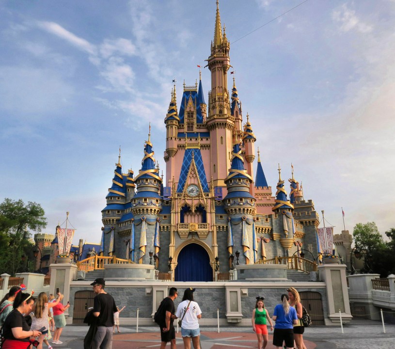 Cinderella Castle stands at the Magic Kingdom, at Walt Disney World, in Lake Buena Vista, Fla., Monday, April 3, 2023. (Joe Burbank/Orlando Sentinel via AP)