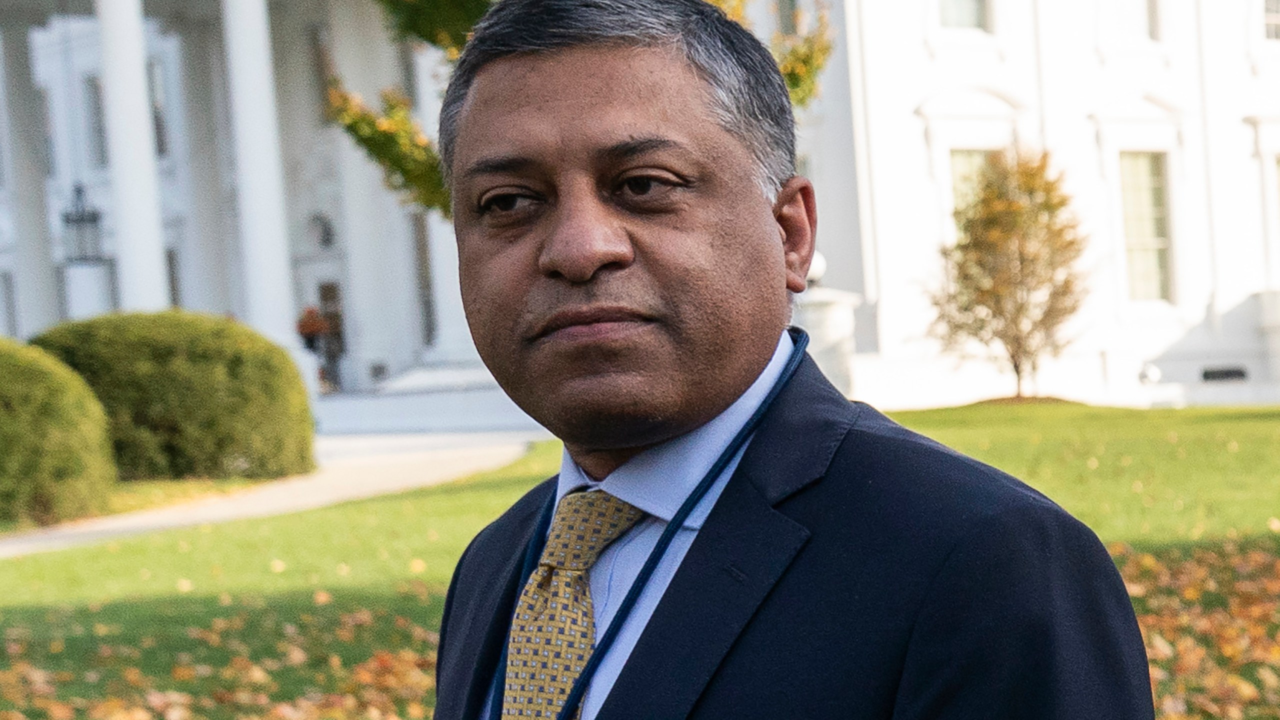 FILE - Dr. Rahul Gupta, the director of the White House Office of National Drug Control Policy, walks outside of the White House, Nov. 18, 2021, in Washington. The U.S. has named a veterinary tranquilizer as an “emerging threat” when it is mixed with the opioid fentanyl, clearing the way for more efforts to stop the spread of xylazine and develop an antidote. The Office of National Drug Control Policy announced the designation Wednesday, April 12, 2023. (AP Photo/Alex Brandon, File)