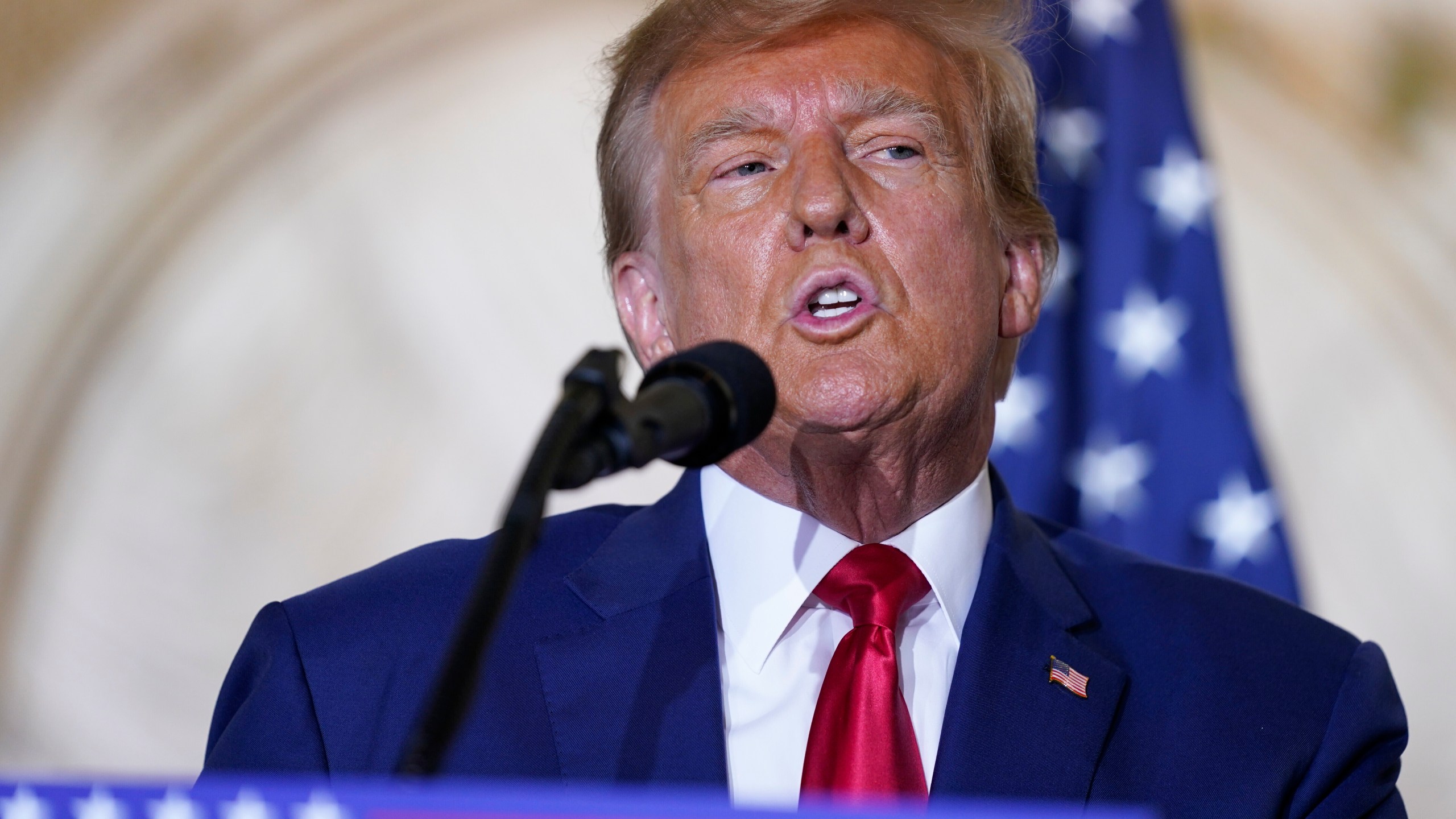 FILE - Former President Donald Trump speaks at his Mar-a-Lago estate Tuesday, April 4, 2023, in Palm Beach, Fla. A special prosecutor has ended his four-year investigation into possible FBI misconduct in its probe of ties between Russia and Donald Trump’s 2016 presidential campaign. The report Monday, May 15, from special counsel John Durham offers withering criticism of the bureau but a meager court record that fell far short of the former president’s prediction he would uncover the “crime of the century.” (AP Photo/Evan Vucci, File)