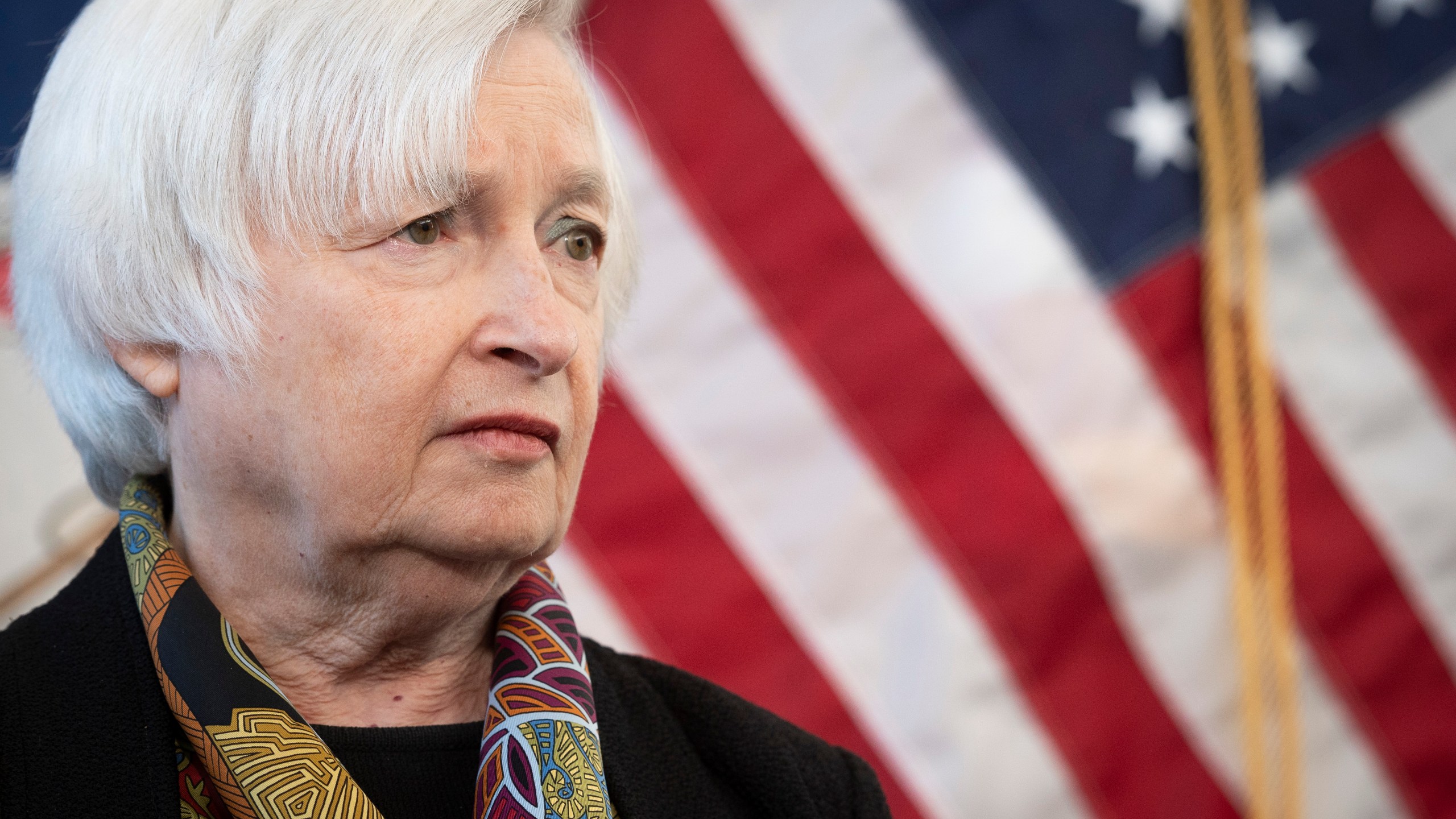 FILE - Treasury Secretary Janet Yellen speaks with reporters during a visit to the Virginia Innovation Partnership Corporation incubator at the Center for Innovative Technology campus in Herndon, Va., Oct. 21, 2022. For all of the concern over just when the government might run short of money to pay its bills, it turns out that no one, not even the U.S. treasury secretary, can be absolutely sure exactly when the country faces a potential default — the dreaded X-date. (AP Photo/Cliff Owen, File)