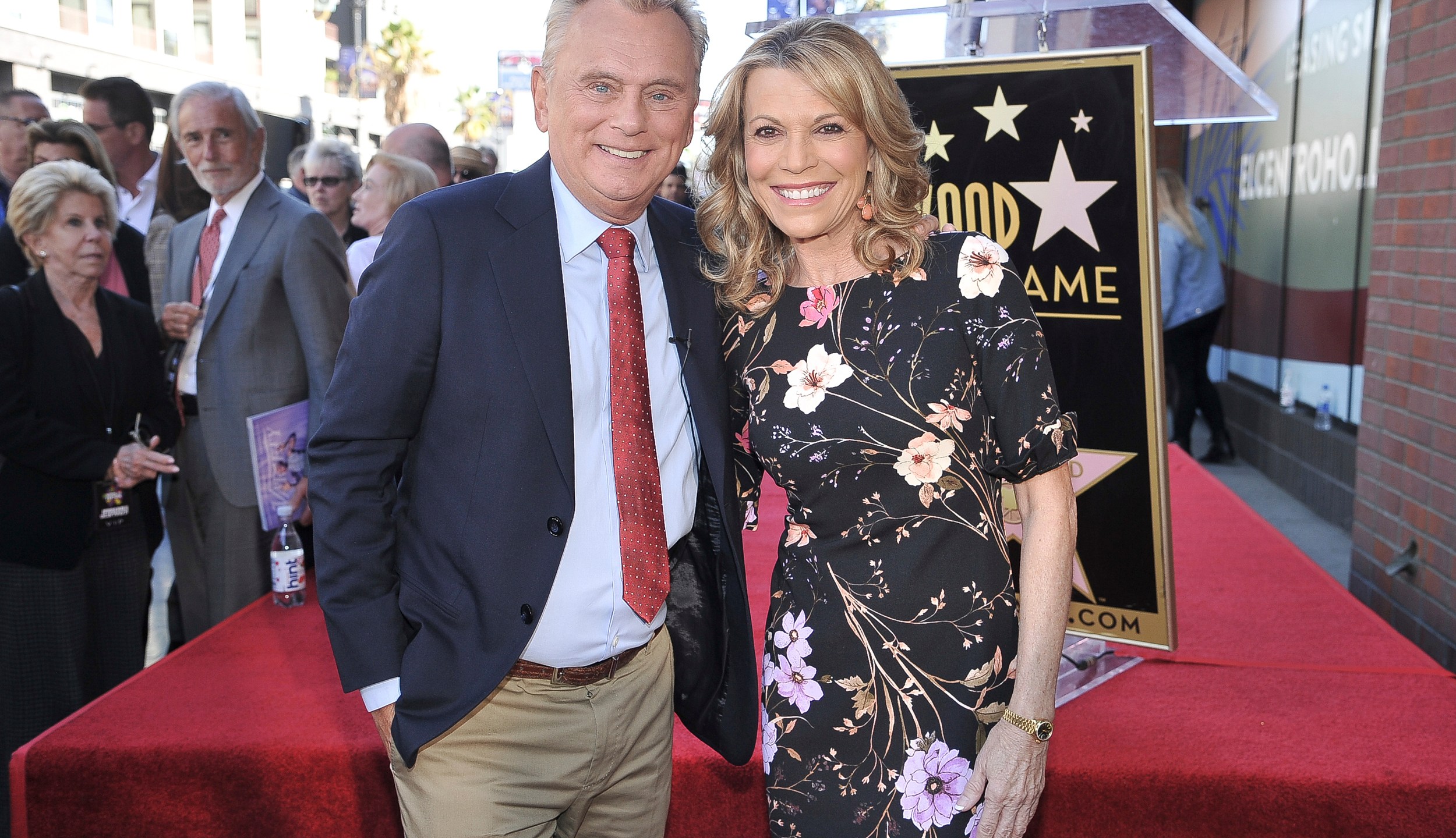 FILE - Pat Sajak, left, and Vanna White, from "Wheel of Fortune," attend a ceremony honoring Harry Friedman with a star on the Hollywood Walk of Fame on Nov. 1, 2019, in Los Angeles. Sajak is taking one last spin on “Wheel of Fortune," announcing Monday, June 12, 2023, that its upcoming season will be his last as host. (Photo by Richard Shotwell/Invision/AP, File)