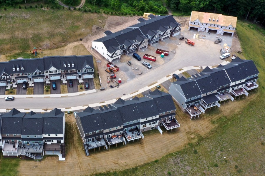 This is a new townhome development in Sewickley, Pa., on Saturday, June 10, 2023. On Thursday, Freddie Mac reports on this week's average U.S. mortgage rates. (AP Photo/Gene J. Puskar)