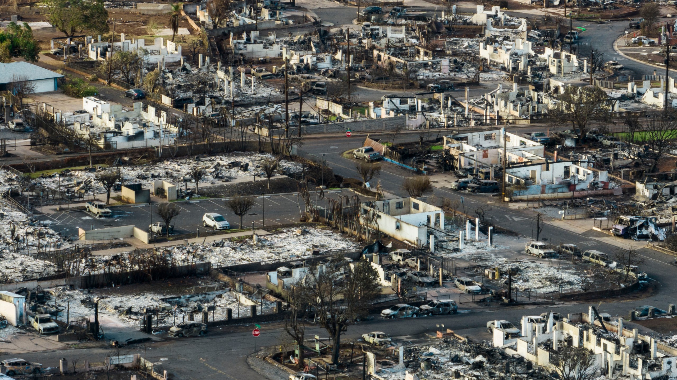 A general view shows the aftermath of a wildfire in Lahaina, Hawaii, Thursday, Aug. 17, 2023. (AP Photo/Jae C. Hong)