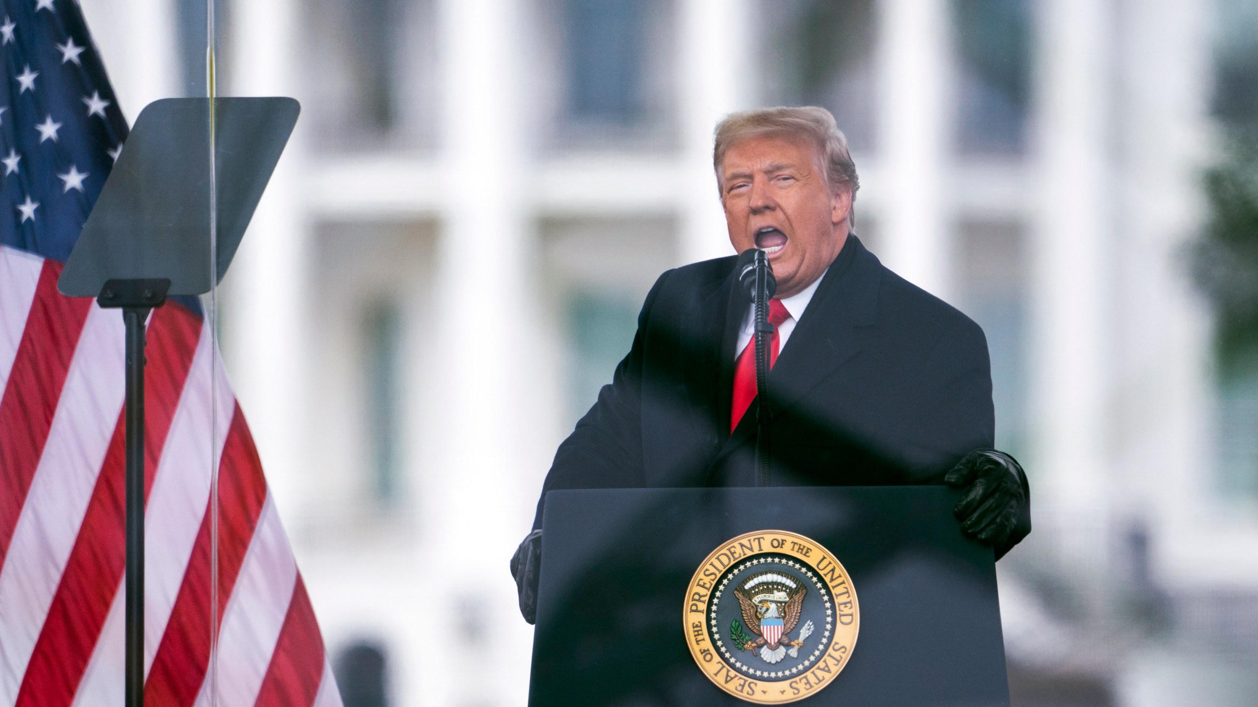 FILE - President Donald Trump speaks during a rally protesting the electoral college certification of Joe Biden as President in Washington, on Jan. 6, 2021. (AP Photo/Evan Vucci, File)