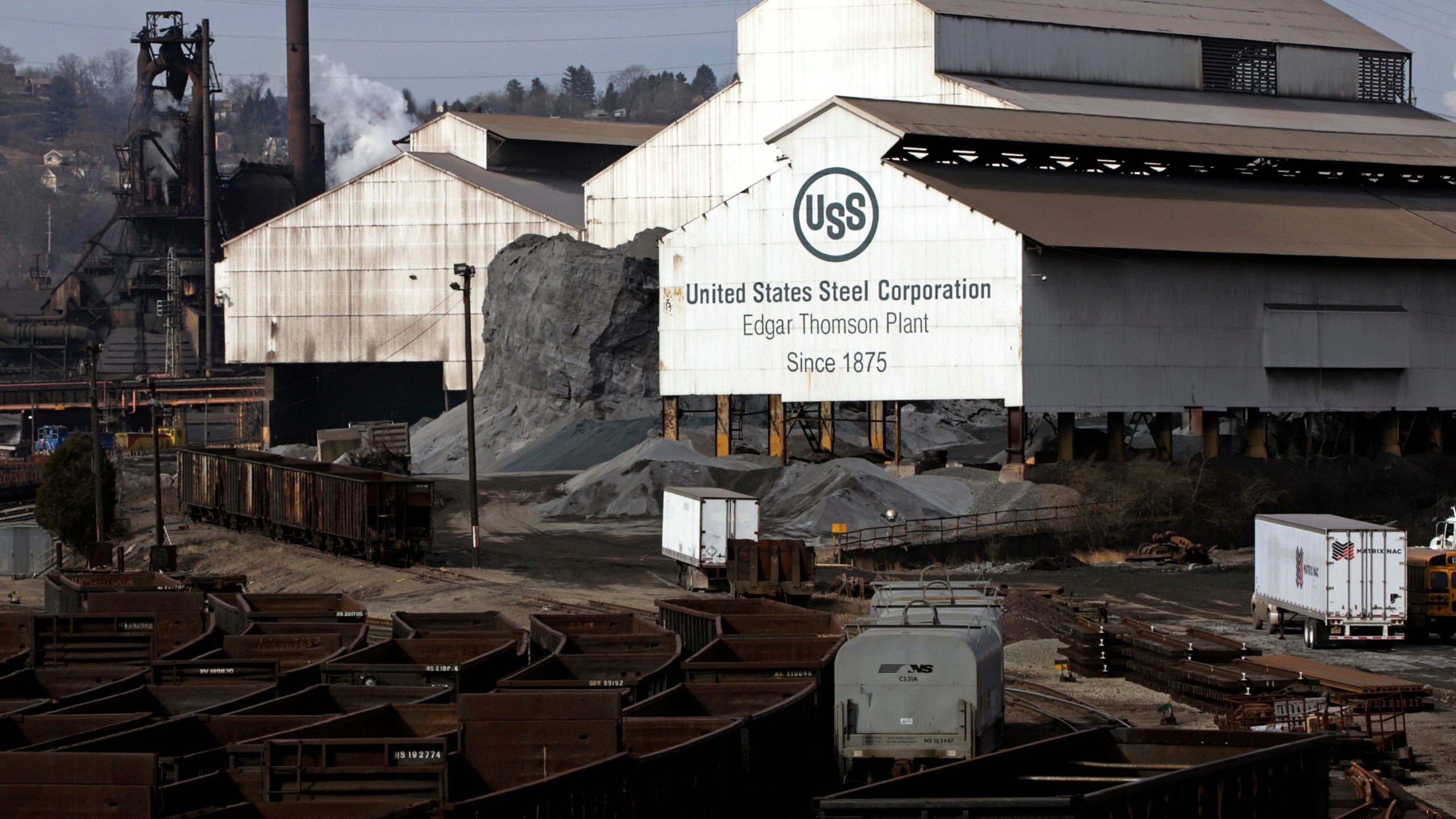 FILE - United States Steel's Edgar Thomson Plant in Braddock, Pa. is shown on Feb. 26, 2019. After receiving two buyout offers in the past month, U.S. Steel on Tuesday, Aug. 29, 2023, said that it is in the process of reviewing multiple offers for the storied company and symbol of American industrialization. (AP Photo/Gene J. Puskar, File)