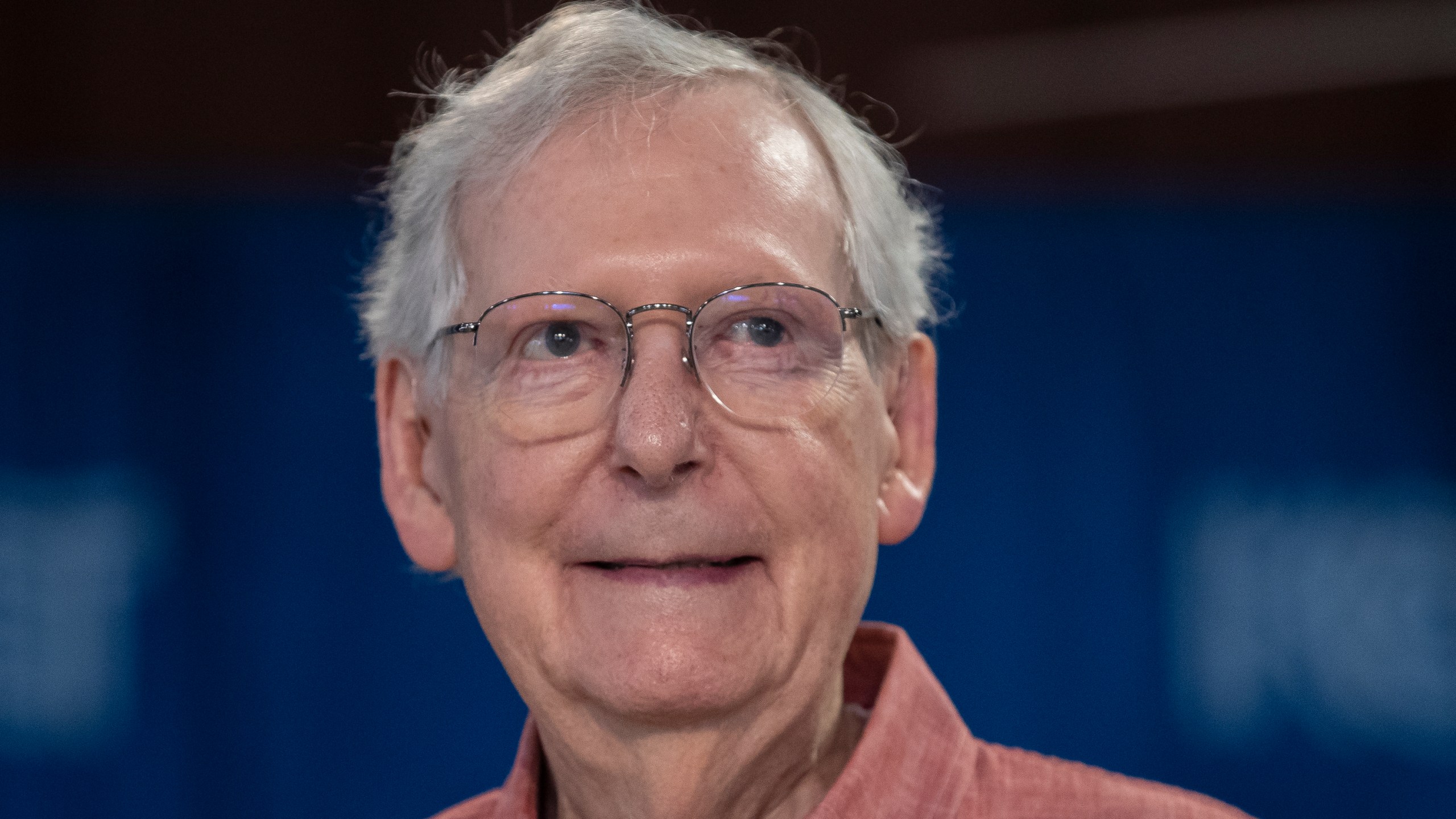 Senate Minority Leader Mitch McConnell, R-Ky., smiles during the annual St. Jerome Fancy Farm Picnic in Fancy Farm, Ky., on Saturday, Aug. 5, 2023. (Ryan C. Hermens/Lexington Herald-Leader via AP)