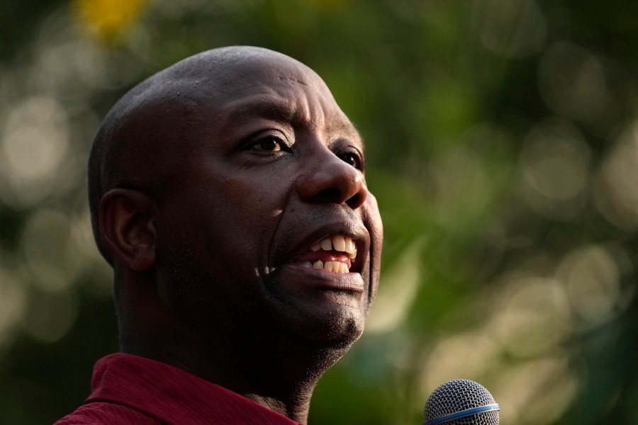 Republican presidential candidate South Carolina Sen. Tim Scott speaks at a campaign event, Thursday, Sept. 7, 2023, in Rye, N.H. (AP Photo/Robert F. Bukaty)