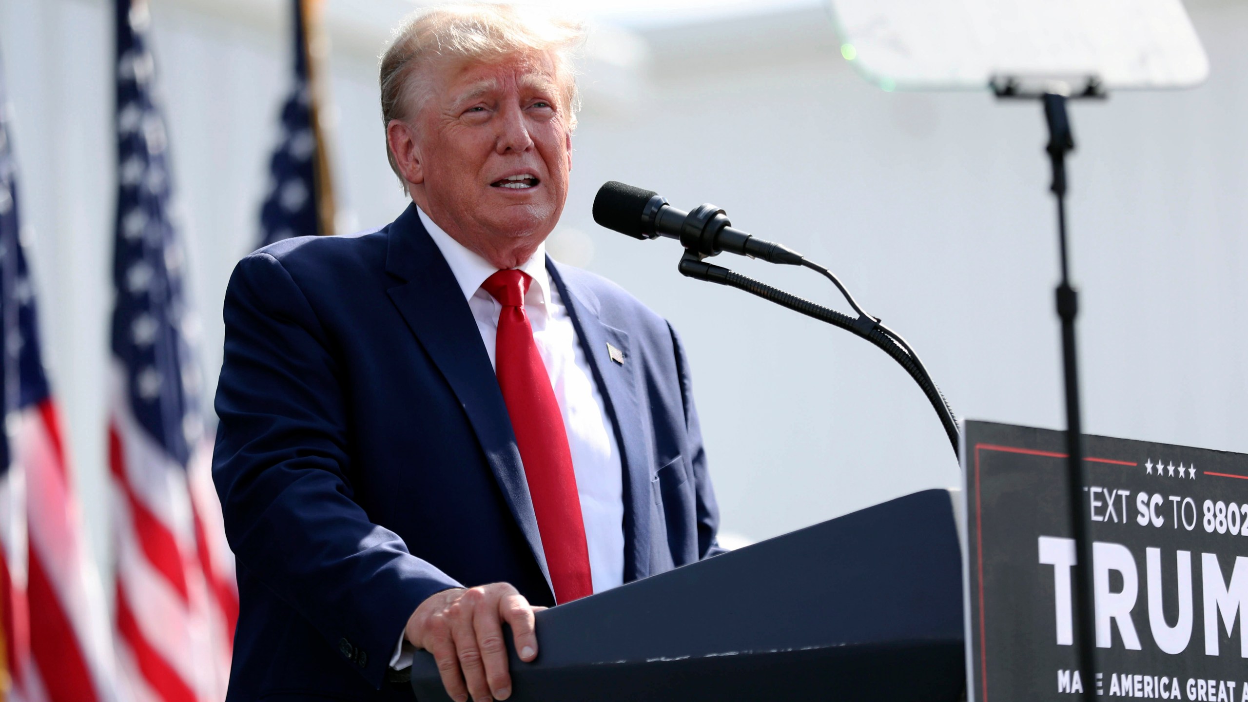 FILE - Former President Donald Trump speaks at a rally in Summerville, S.C., Monday, Sept. 25, 2023. As his Republican rivals gather on stage in California for their second primary debate, former President Donald Trump will be in battleground Michigan Wednesday night working to win over blue collar voters in the midst of an autoworkers’ strike. (AP Photo/Artie Walker Jr., File)