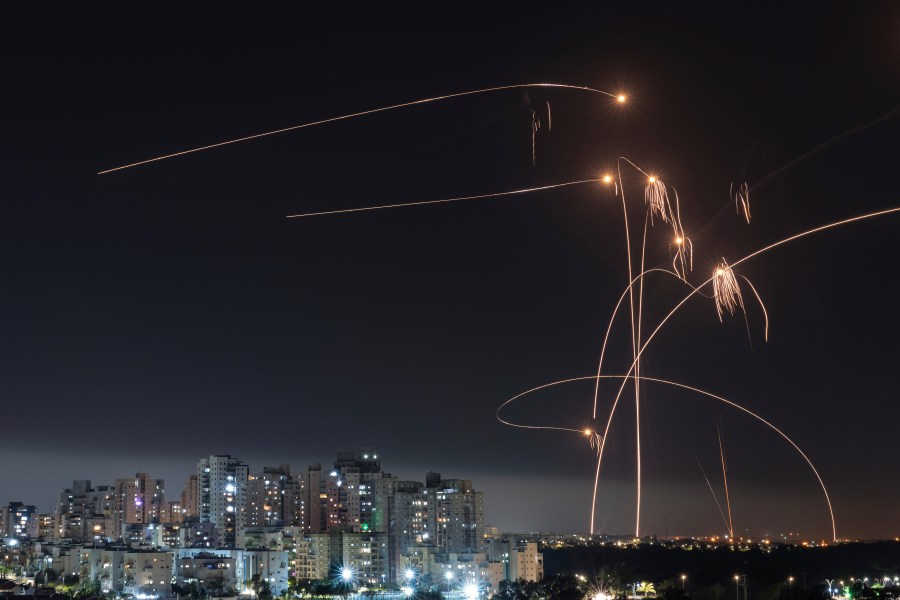 FILE - Israel's Iron Dome missile defense system fires interceptors at rockets launched from the Gaza Strip, in Ashkelon, southern Israel. Thursday, May 11, 2023. Since Israel activated the Iron Dome in 2011, the cutting-edge rocket-defense system has intercepted thousands of rockets fired from the Gaza Strip. By Israeli military estimates, Hamas has already fired 7,000 rockets into Israel during the current war. (AP Photo/Tsafrir Abayov, File)