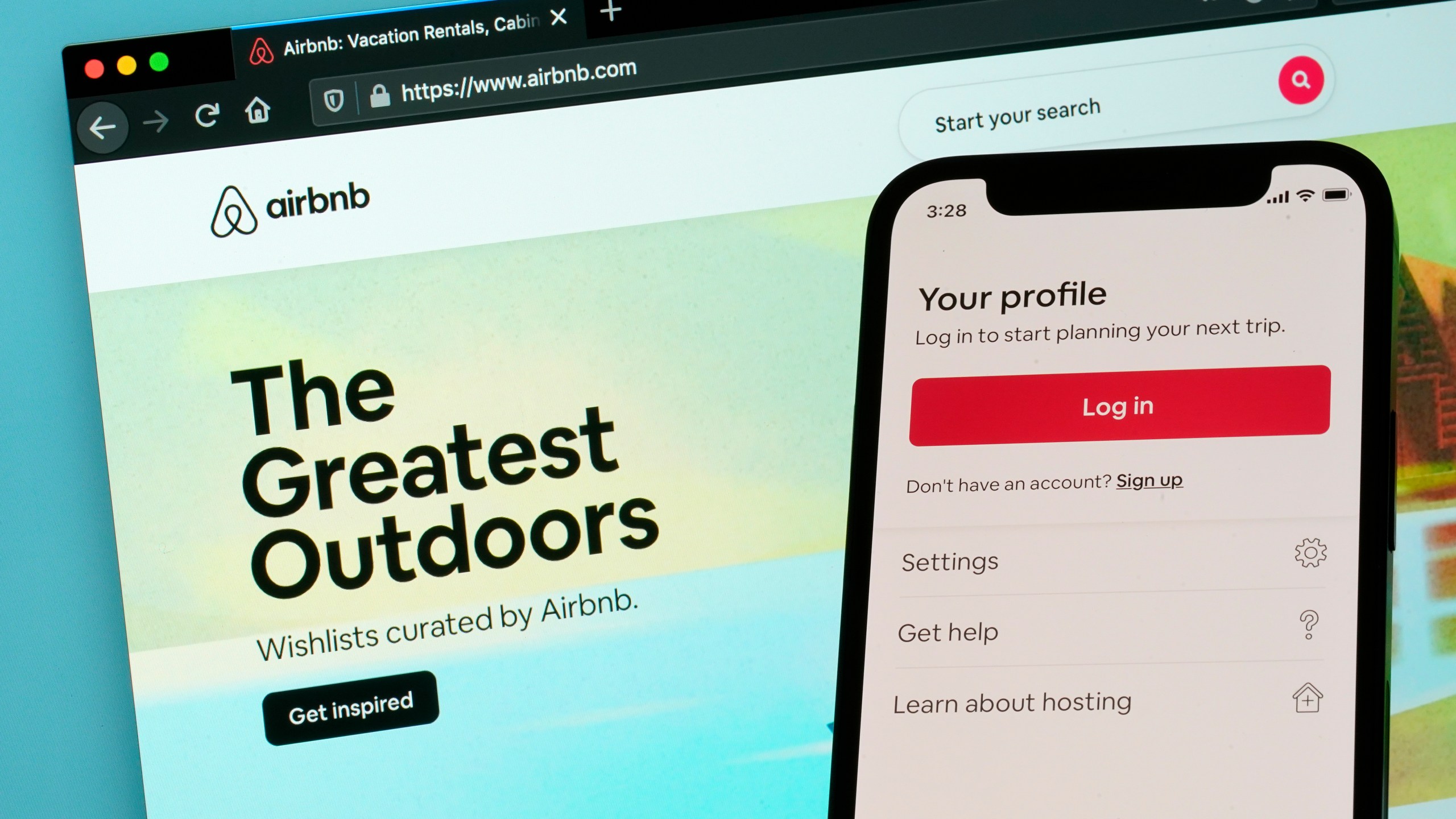 FILE - The login page for Airbnb's iPhone app is displayed on a computer displaying Airbnb's website, May 8, 2021, in Washington. Airbnb “horror stories” are a genre unto themselves. Many problems, such as unclean properties or misleading photos, can be avoided by booking properties with several positive reviews. Other disasters can be less predictable, but having a backup plan can help. And communicating with hosts beforehand can gauge their communication style and help get on the same page about what to expect. (AP Photo/Patrick Semansky, File)