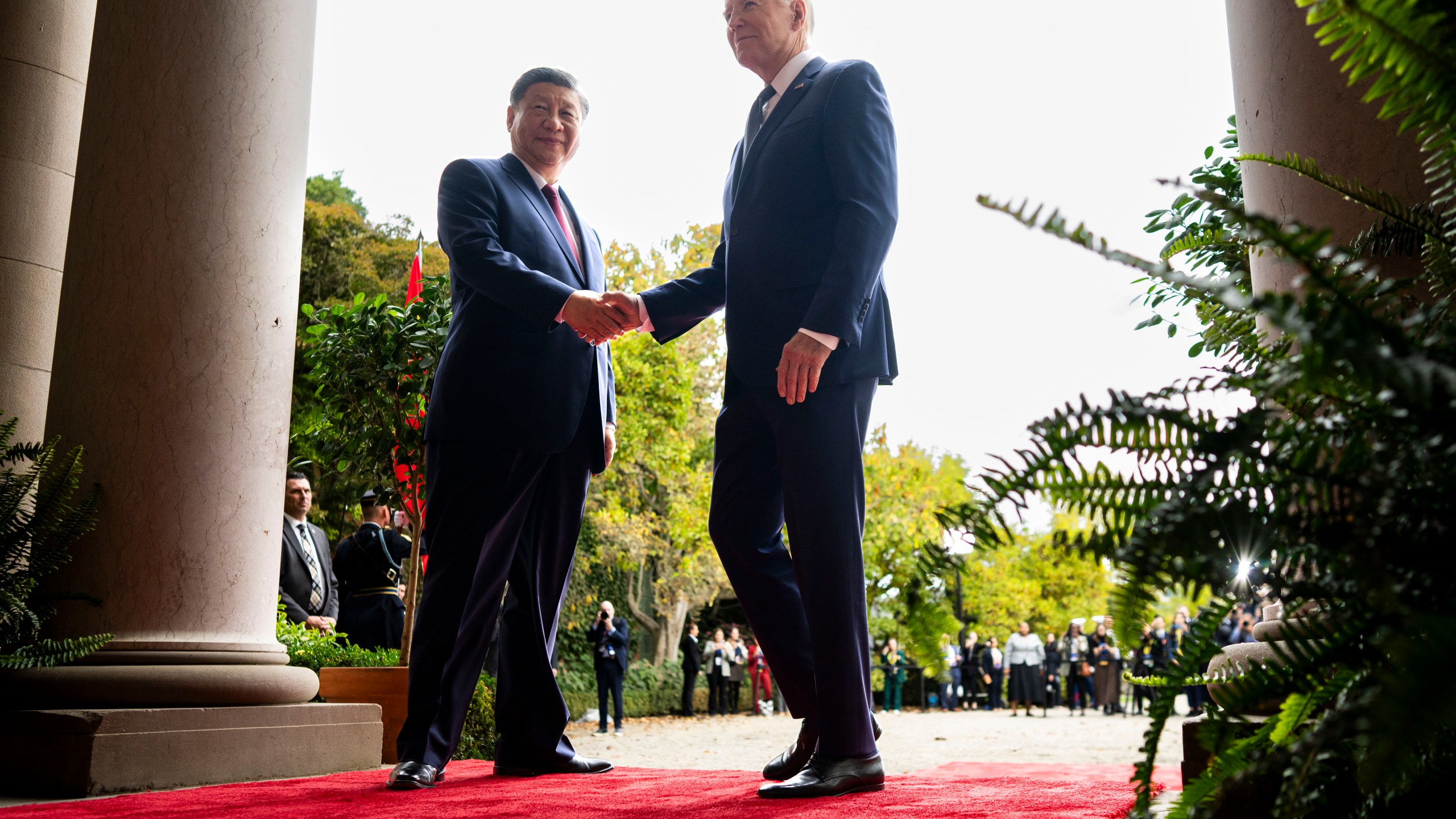 FILE - President Joe Biden greets China's President President Xi Jinping at the Filoli Estate in Woodside, Calif., Nov, 15, 2023, on the sidelines of the Asia-Pacific Economic Cooperative conference. China has agreed to curtail shipments of the chemicals used to make fentanyl, the drug at the heart of the U.S. overdose epidemic. Experts say it's an essential step, but it's not the only thing needed to be done to stem the crisis. (Doug Mills/The New York Times via AP, Pool, File)