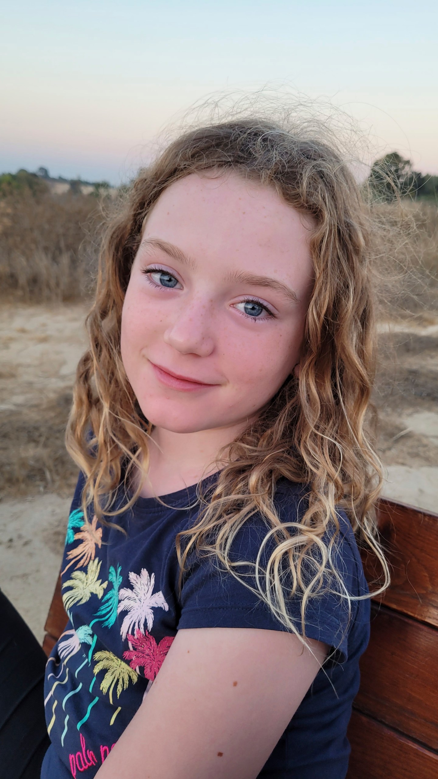 This September 2023 photo shows Emily Hand near Kibbutz Be’eri, Israel. Emily is believed to be among the hostages taken by Hamas militants in their incursion into Israel on Oct. 7, 2023. (Yael Shahrur Noah via AP).