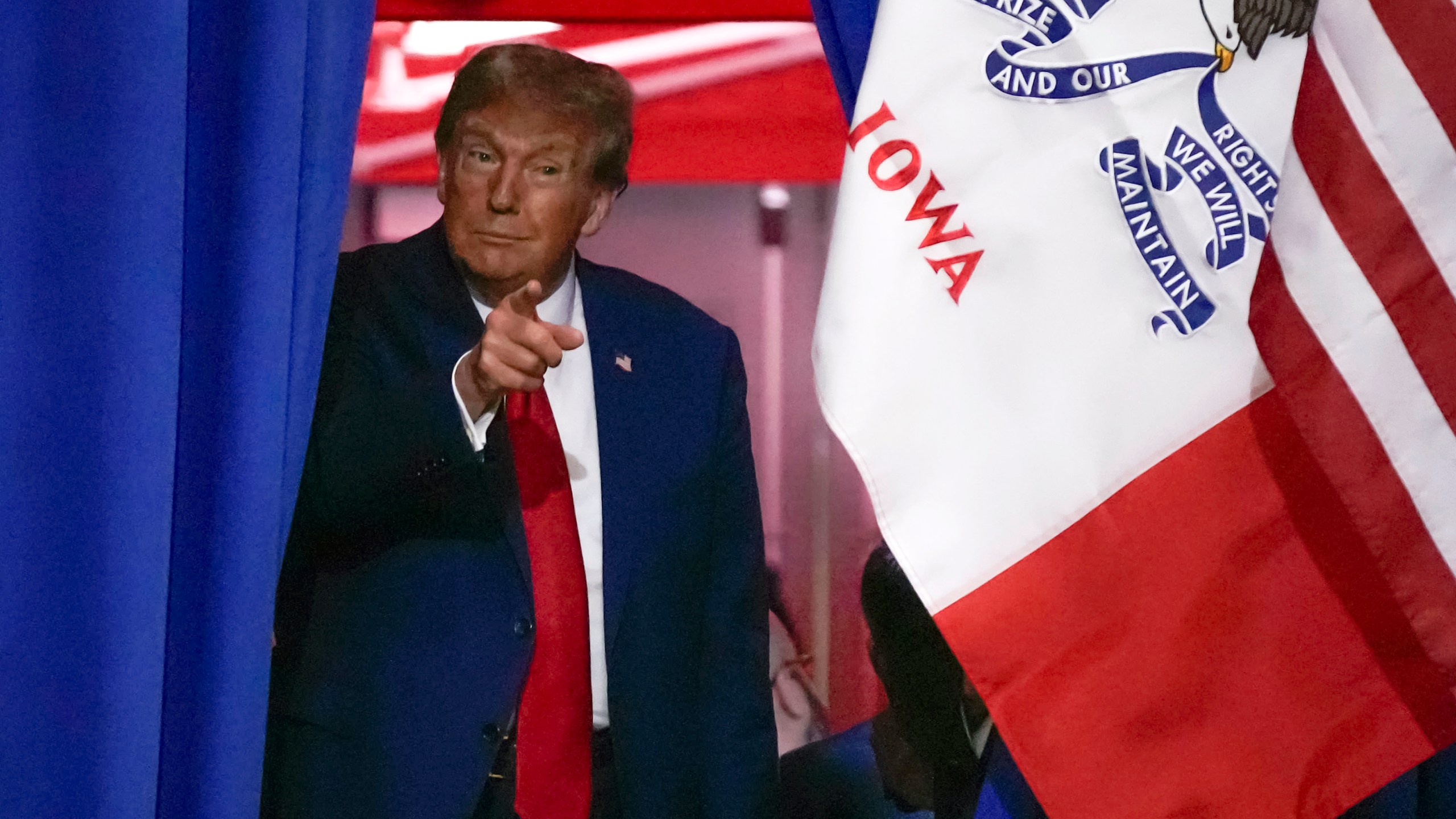 Republican presidential candidate and former President Donald Trump speaks during a rally, Saturday, Nov. 18, 2023, in Fort Dodge, Iowa. (AP Photo/Bryon Houlgrave)