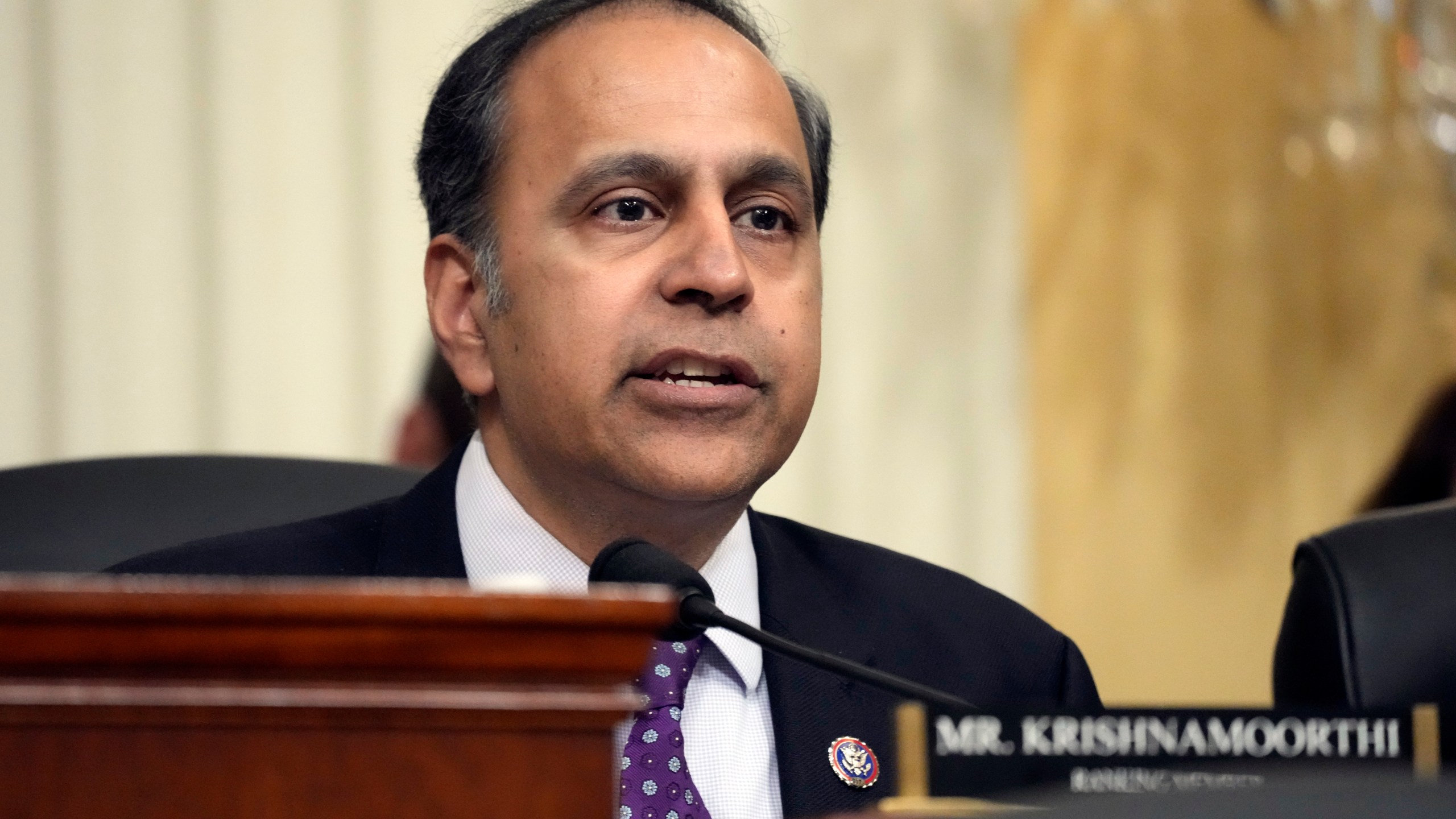 FILE - Ranking member Rep. Raja Krishnamoorthi, D-Ill., speaks during a hearing of a special House committee dedicated to countering China, on Capitol Hill, Feb. 28, 2023, in Washington. A special House committee focused on China is calling for altering the way the U.S. treats Chinese-made goods, possibly subjecting them to higher tariffs even if its risks increased tensions between the two economic superpowers. (AP Photo/Alex Brandon, File)