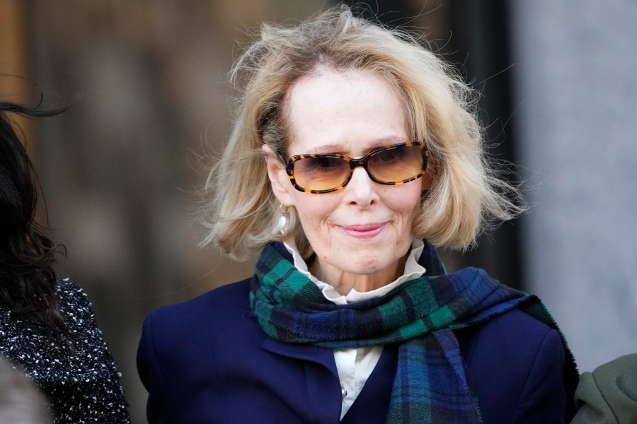 E. Jean Carroll leaves Manhattan federal court, Monday, Oct. 23, 2023, in New York. (AP Photo/Frank Franklin II)