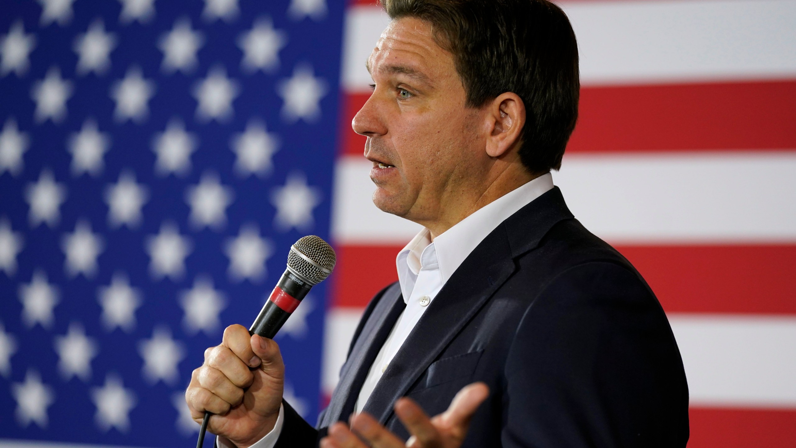 Republican presidential candidate Florida Gov. Ron DeSantis speaks during a meet and greet, Thursday, Dec. 7, 2023, in Cedar Rapids, Iowa. (AP Photo/Charlie Neibergall)