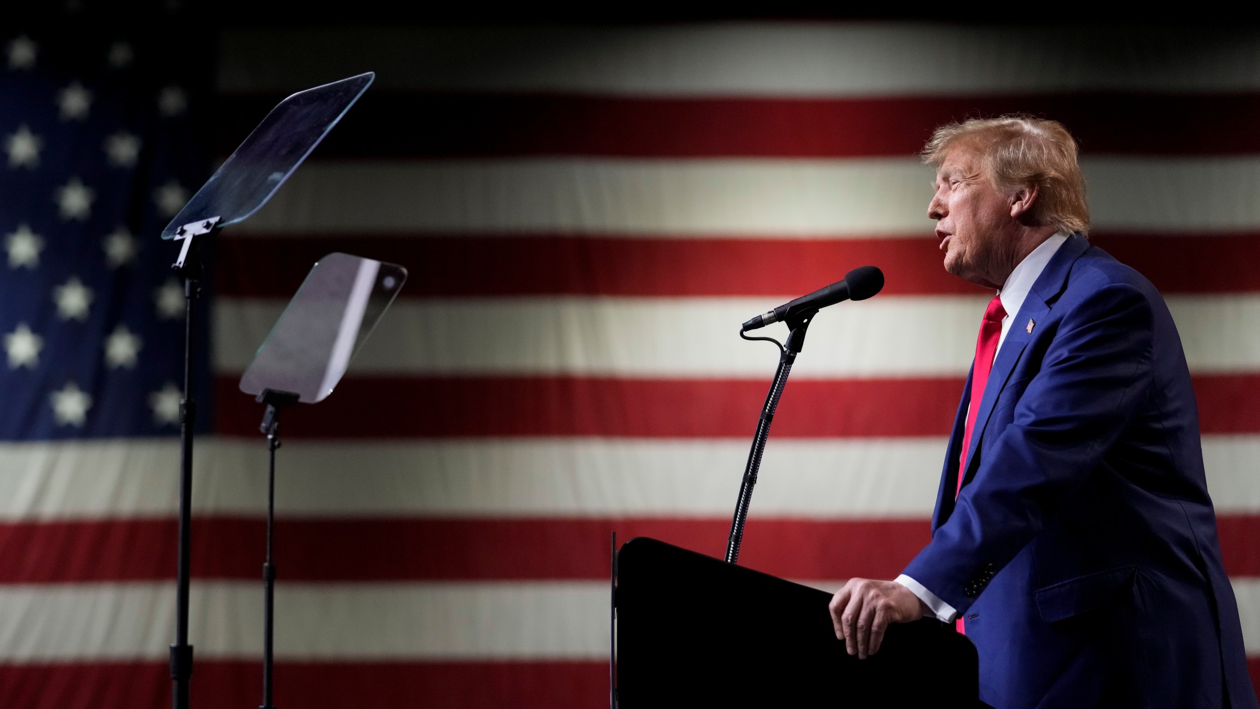 FILE - Former President Donald Trump speaks during a rally Sunday, Dec. 17, 2023, in Reno, Nev. The Colorado Supreme Court on Tuesday, Dec. 19, declared Trump ineligible for the White House under the U.S. Constitution’s insurrection clause and removed him from the state’s presidential primary ballot, setting up a likely showdown in the nation’s highest court to decide whether the front-runner for the GOP nomination can remain in the race. (AP Photo/Godofredo A. Vásquez, File)