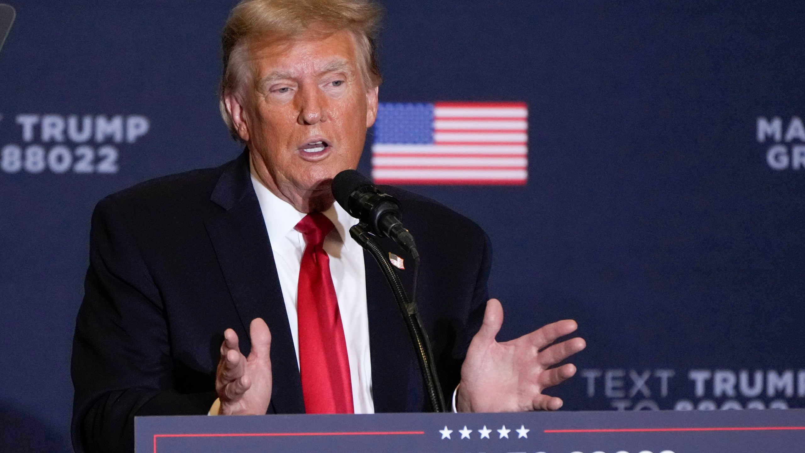 FILE - Former President Donald Trump speaks during a commit to caucus rally, Dec. 13, 2023, in Coralville, Iowa. Trump's lawyers are pressing to have special counsel Jack Smith's team held in contempt. The Republican former president's lawyers said Thursday, Jan. 4, 2024, prosecutors have taken steps to advance the 2020 election interference case against him in violation of a judge's order that put the case on hold. (AP Photo/Charlie Neibergall)