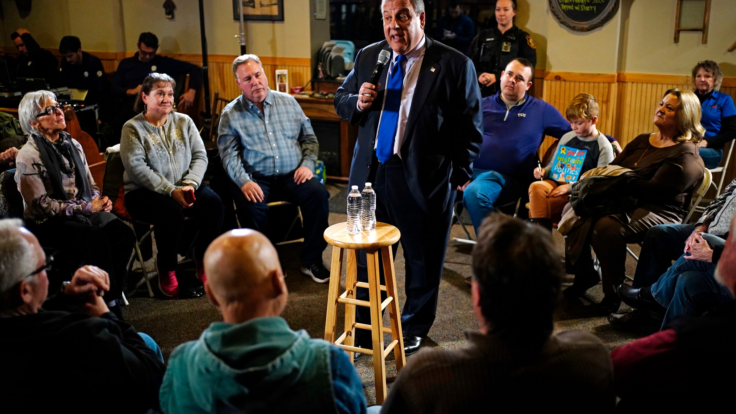 Republican presidential candidate former New Jersey Gov. Chris Christie speaks at a town hall campaign event at Mitchell Hill BBQ Grill and Brew, Tuesday, Jan. 9, 2024, in Rochester, N.H. (AP Photo/Robert F. Bukaty)