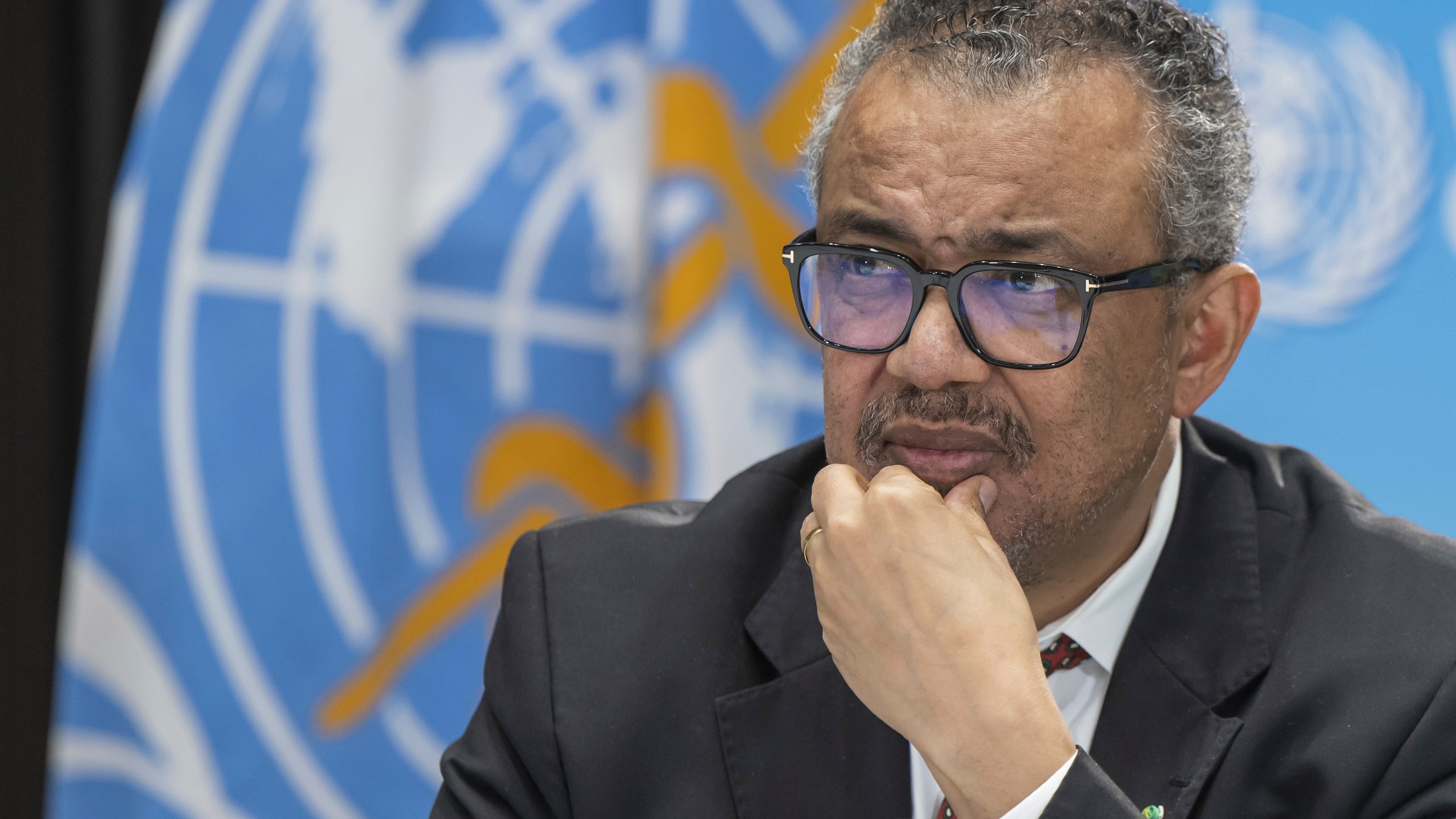 FILE - Tedros Adhanom Ghebreyesus, Director General of the World Health Organization (WHO), speaks to journalists during a press conference at the World Health Organization (WHO) headquarters in Geneva, Switzerland, Thursday April 6, 2023. The head of the U.N. health agency says holiday gatherings and the spread of the most prominent variant globally led to increased transmission of COVID-19 last month. (Martial Trezzini/Keystone via AP, File)