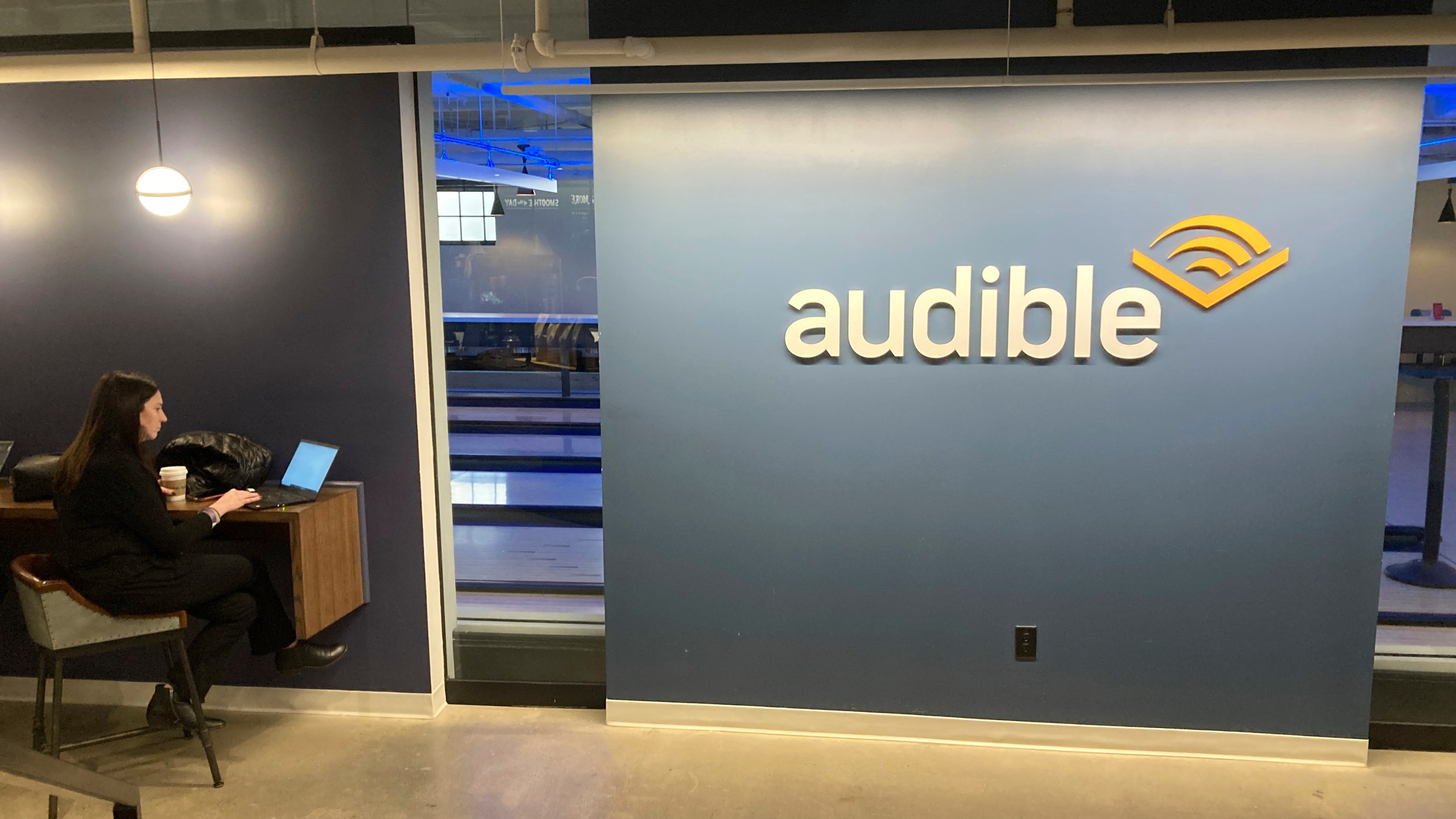 FILE - The headquarters of Audible, Amazon's online audiobook and podcast service, is seen, March 9, 2023, in Newark, N.J. In a memo sent to employees on Thursday, Jan. 11, 2024, Amazon-owned Audible said that it is laying off about 5% of its workforce, marking the third round of job cuts in the tech giant's various businesses this week as the industry continues to shed roles in the new year. (AP Photo/Ted Shaffrey, File)