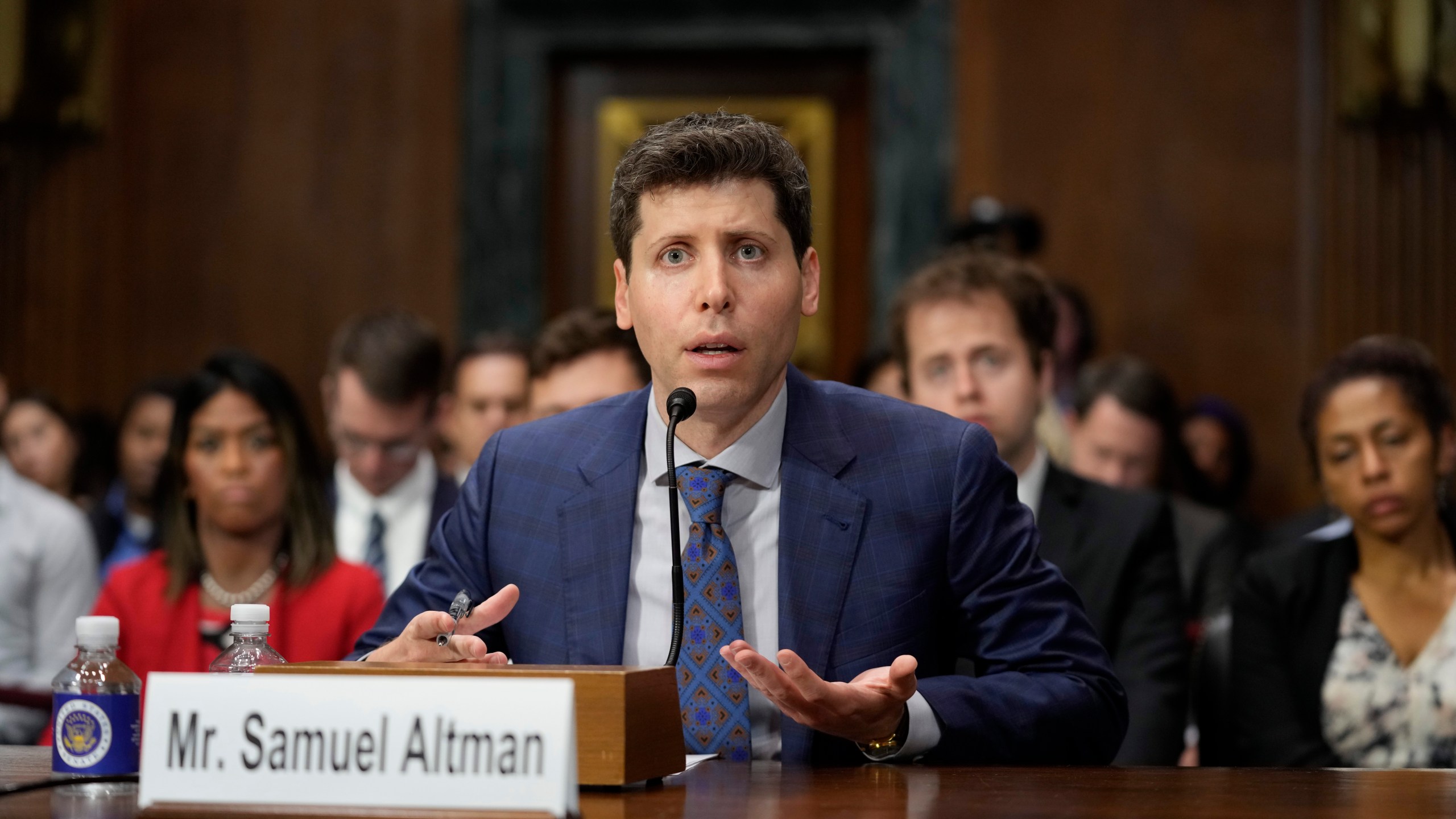 FILE - OpenAI CEO Sam Altman speaks before a Senate Judiciary Subcommittee on Privacy, Technology and the Law hearing on artificial intelligence, May 16, 2023, on Capitol Hill in Washington. ChatGPT maker OpenAI has outlined a plan, spelled out in a blog post on Monday, Jan. 15, 2024, to prevent its tools from being used to spread election misinformation as voters in more than 50 countries around the world prepare to vote in national elections in 2024. (AP Photo/Patrick Semansky, File)