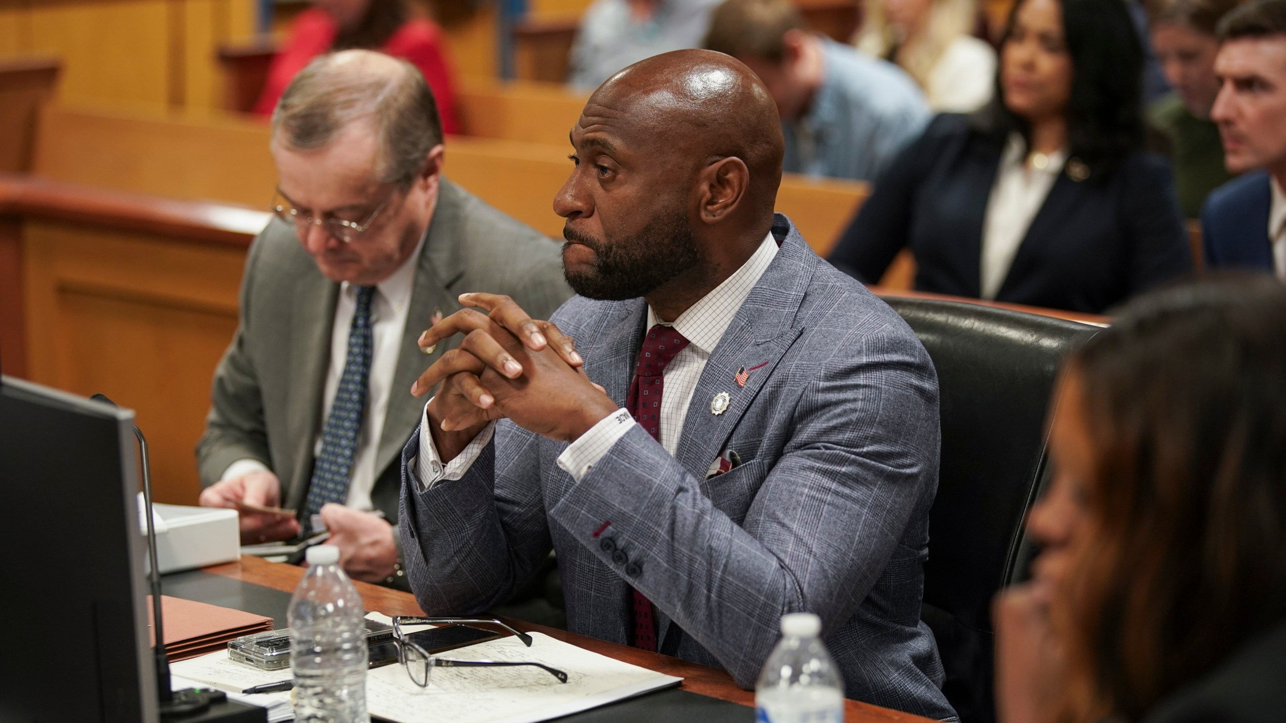 Special prosecutor Nathan Wade listens during a motions hearing for former President Donald Trump's election interference case, Friday, Jan. 12, 2024 in Atlanta. (Elijah Nouvelage/The Washington Post via AP, Pool)