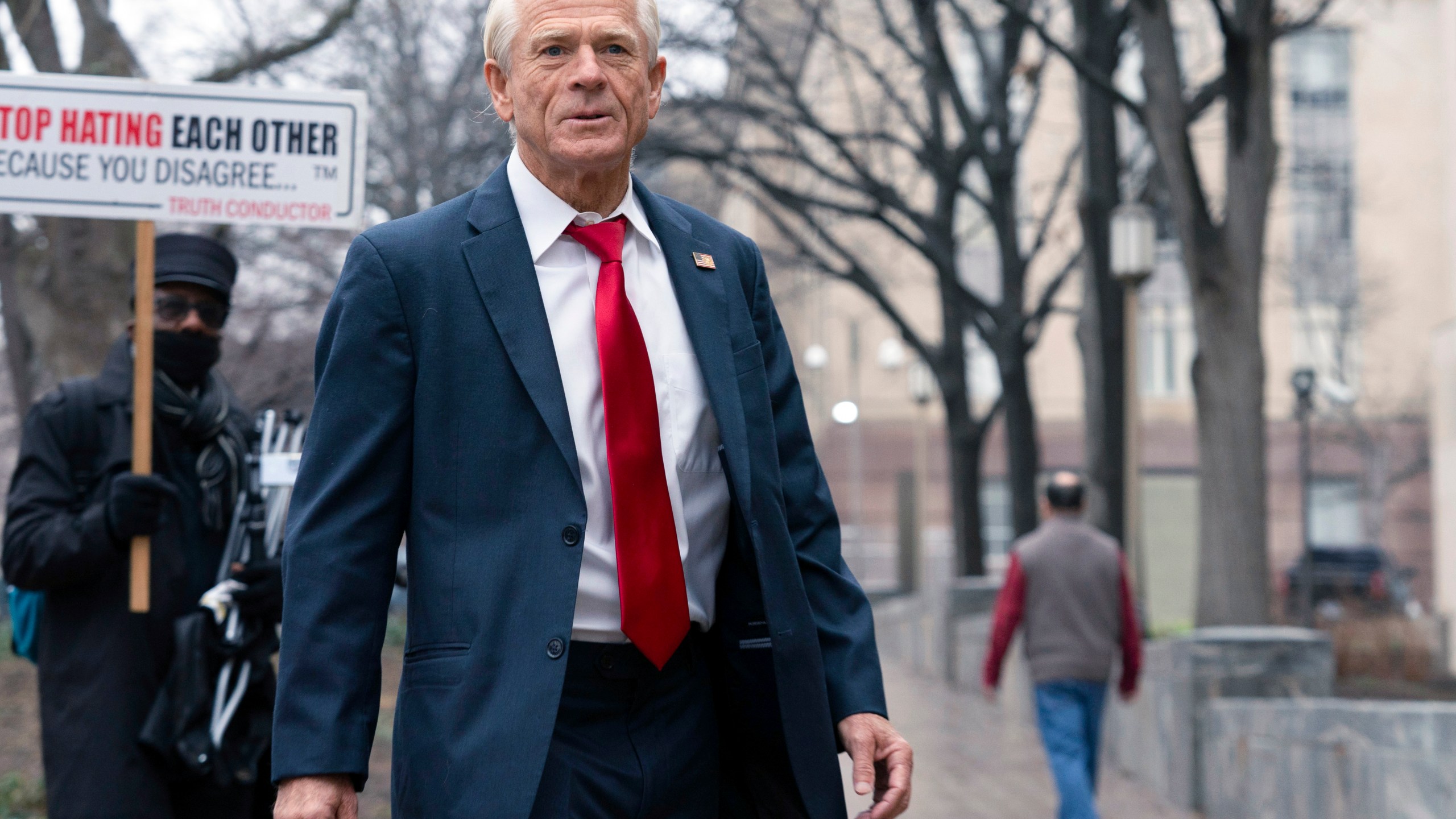 Former Trump White House official Peter Navarro arrives at U.S. Federal Courthouse in Washington, Thursday, Jan. 25, 2024. (AP Photo/Jose Luis Magana)