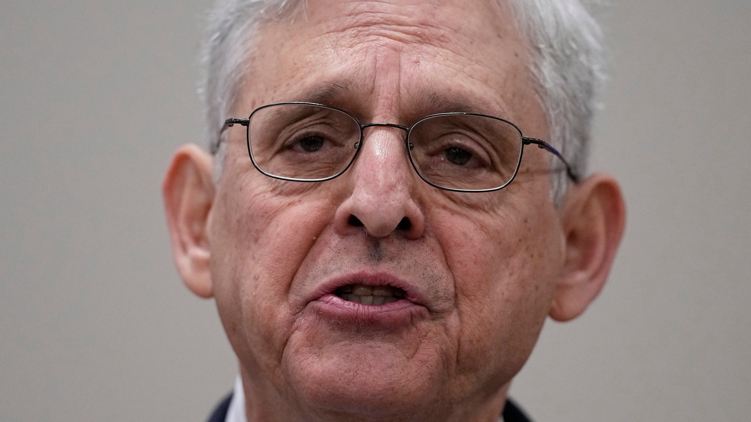 Attorney General Merrick B. Garland speaks during a news conference where he and Associate Attorney General Vanita Gupta shared the findings of a federal report into the law enforcement response to a school shooting at Robb Elementary, Thursday, Jan. 18, 2024, in Uvalde, Texas. (AP Photo/Eric Gay)