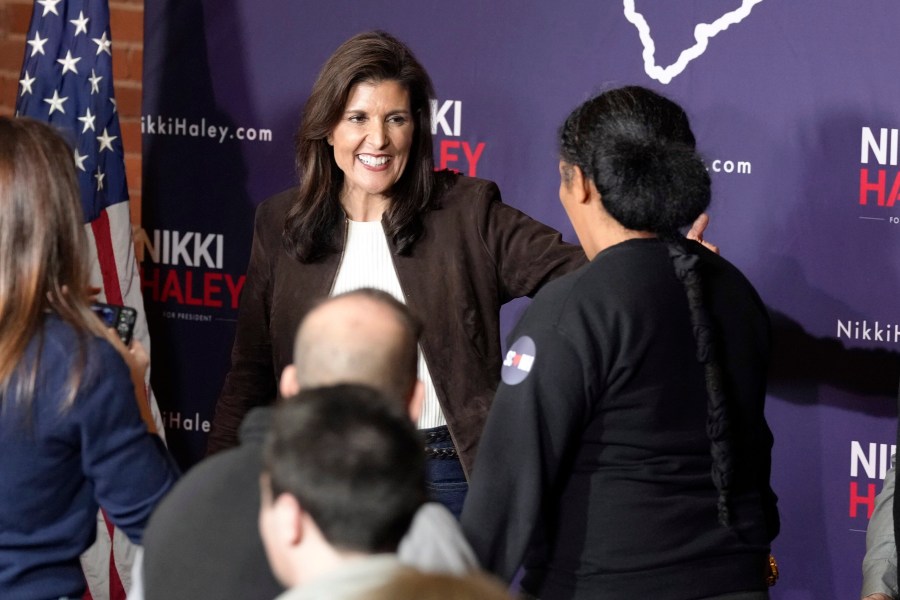 Republican presidential candidate former UN Ambassador Nikki Haley meets with supporters after a campaign rally on Monday, Feb. 5, 2024, in Spartanburg, S.C. (AP Photo/Meg Kinnard)