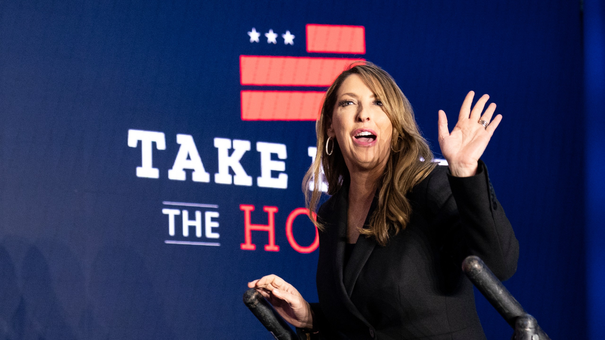 FILE - Republican National Committee chair Ronna McDaniel arrives on stage before House Minority Leader Kevin McCarthy of Calif., speaks at an event Nov. 9, 2022, in Washington. McDaniel has discussed leaving her role with former President Donald Trump. But both have agreed to delay a decision until after South Carolina’s Feb. 24 primary. (AP Photo/Alex Brandon, File)