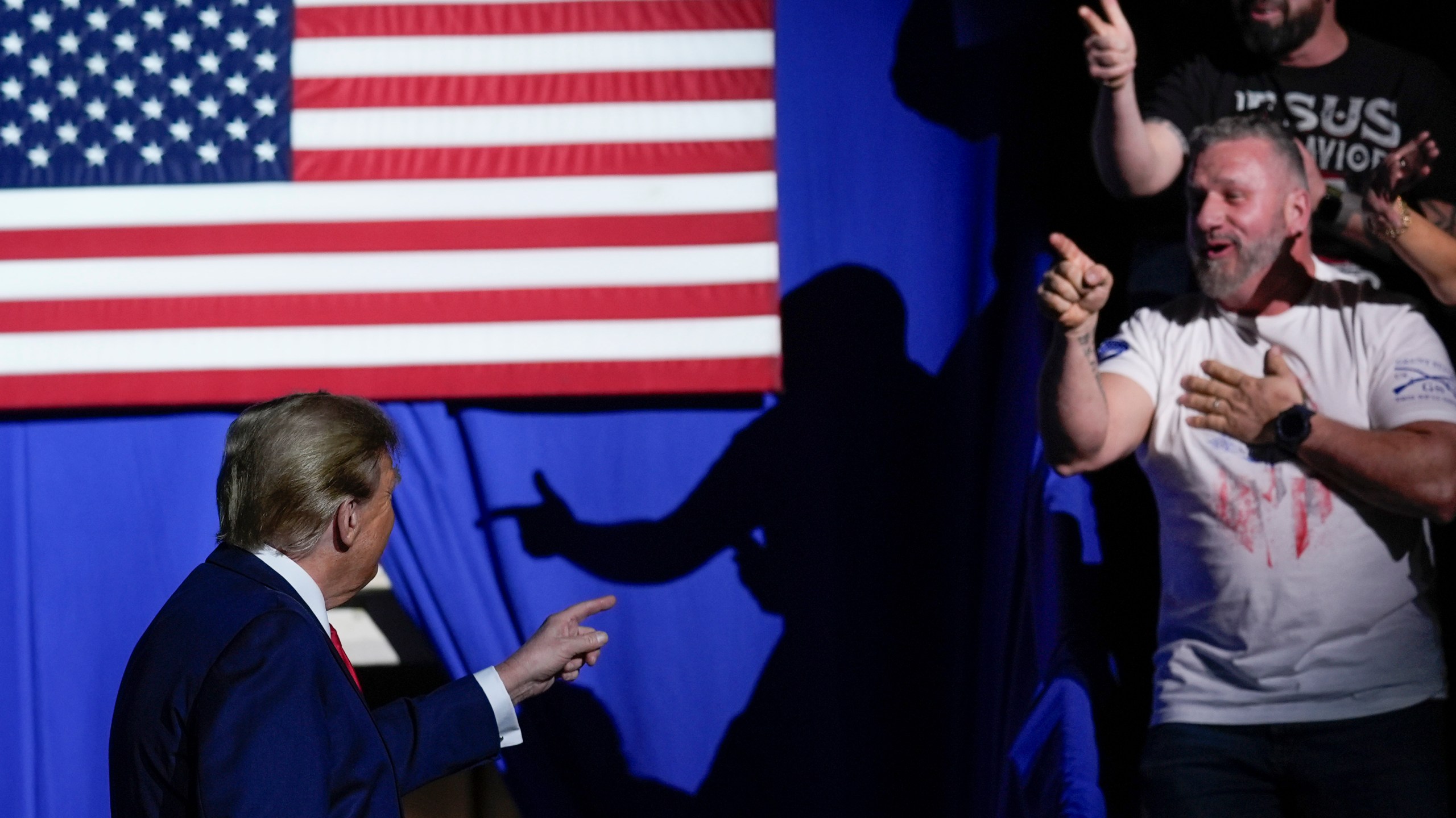 Republican presidential candidate former President Donald Trump arrives to speak at the National Rifle Association's Presidential Forum in Harrisburg, Pa., Friday, Feb. 9, 2024. (AP Photo/Matt Rourke)