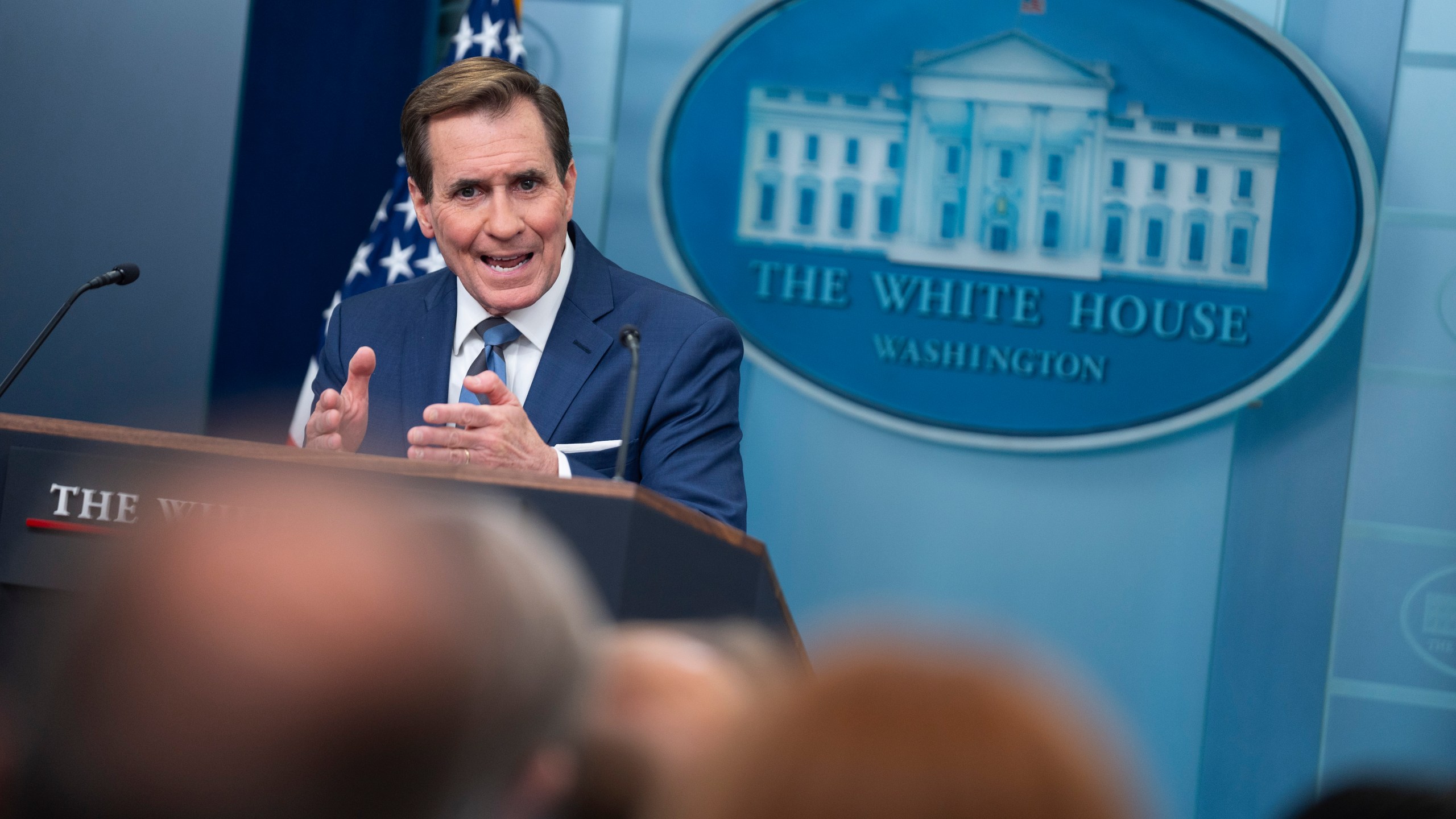 National Security Council spokesman John Kirby speaks during a press briefing at the White House, Wednesday, Jan. 31, 2024, in Washington. (AP Photo/Evan Vucci)