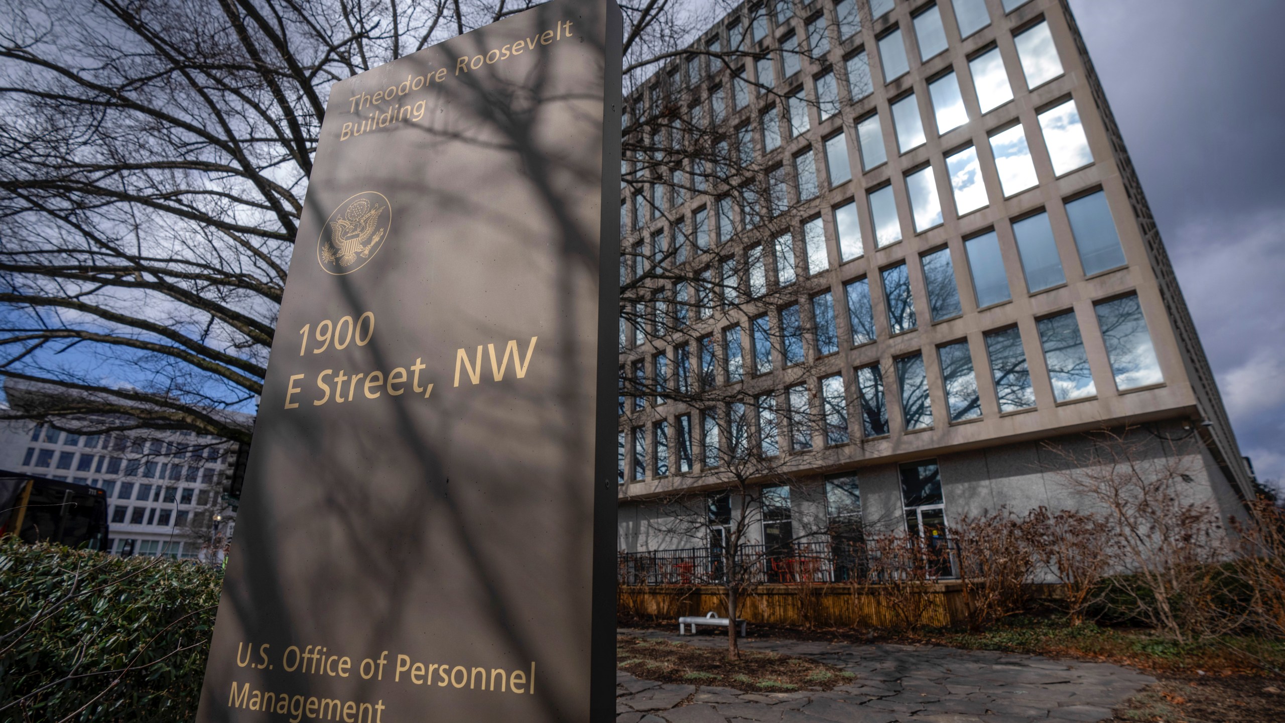 The Theodore Roosevelt Building, location of the U.S. Office of Personnel Management, on Feb. 13, 2024, in Washington. Former President Donald Trump has plans to radically reshape the federal government if he returns to the White House, from promising to deport millions of immigrants in the U.S. illegally to firing tens of thousands of government workers. (AP Photo/Mark Schiefelbein)