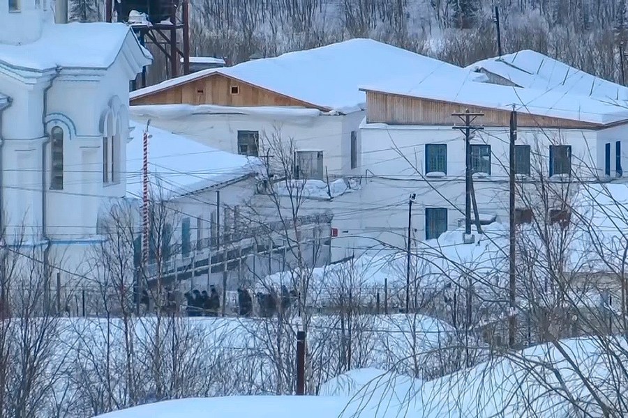 This photo taken from video shows a view of the prison colony in the town of Kharp, in the Yamalo-Nenetsk region about 1,900 kilometers (1,200 miles) northeast of Moscow, Russia, on Tuesday, Feb. 20, 2024. Alexei Navalny, the fiercest foe of Russian President Vladimir Putin who crusaded against official corruption and staged massive anti-Kremlin protests, died in prison Friday Feb. 16, 2024 Russia's prison agency said. He was 47. (AP Photo)