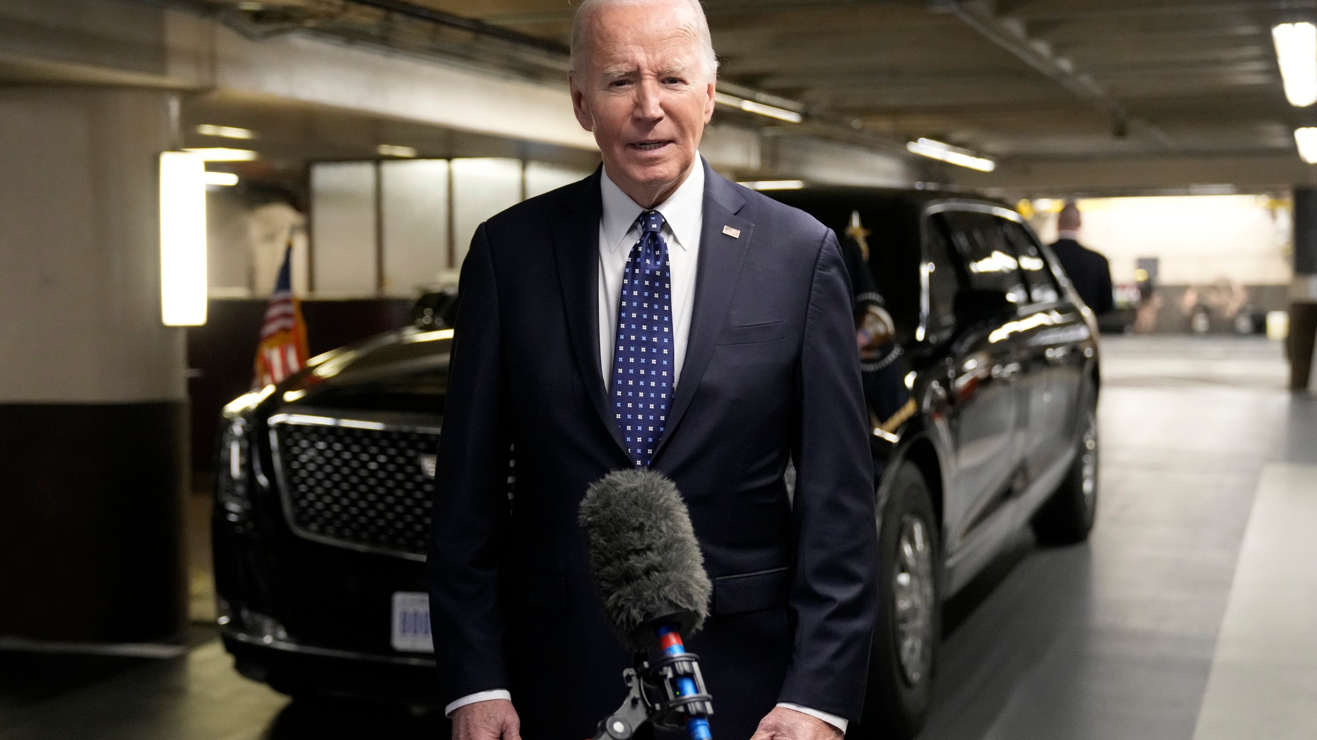 President Joe Biden speaks about his meeting with Alexei Navalny's widow Yulia Navalnaya and daughter Dasha, in San Francisco, Feb. 22, 2024. The U.S. government is hitting Russia with the largest tranche of financial penalties imposed on Moscow since its 2022 invasion of Ukraine. They target roughly 600 people and firms from Russia to China to the United Arab Emirates. The sanctions are timed to the second anniversary of the invasion, and in response to the death of Navalny. (AP Photo/Manuel Balce Ceneta)