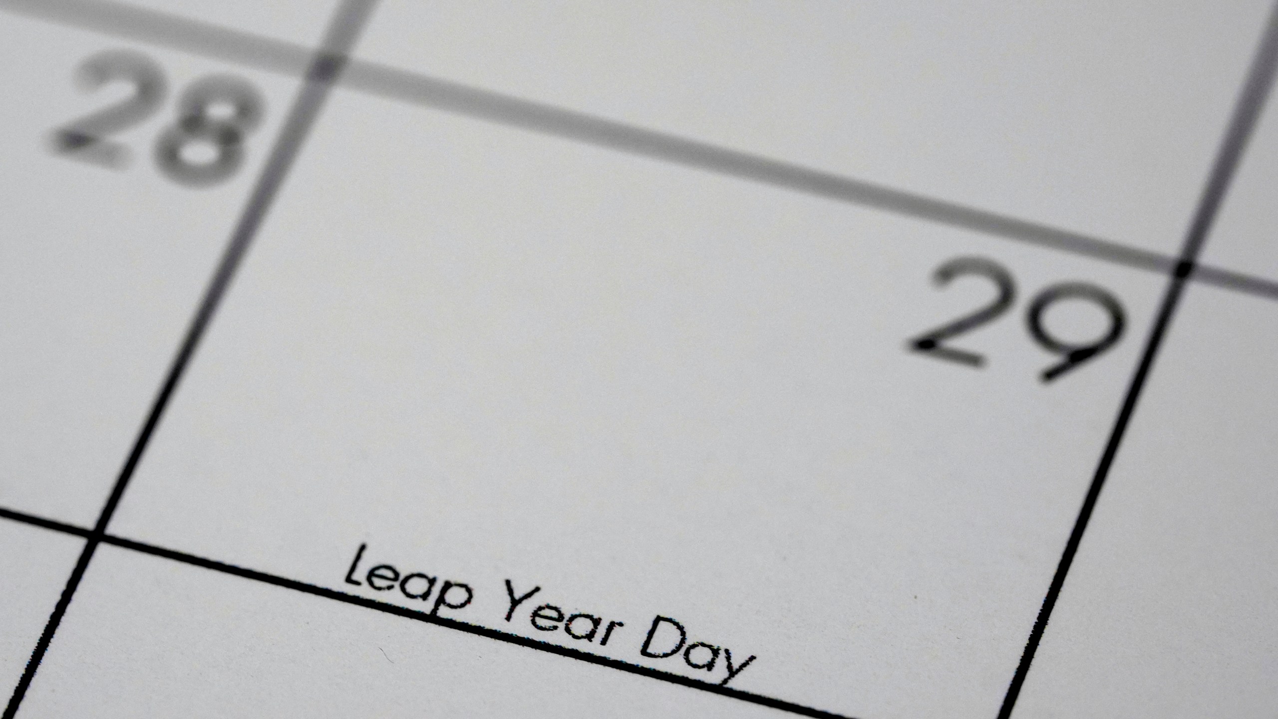 February, 29, otherwise know as leap year day, is shown on a calendar Sunday, Feb. 25, 2024, in Overland Park, Kan. Because it actually takes a bit longer than 365 days for the Earth to revolve around the sun, an extra day is added to the calendar in February every four years to make up make up for the that extra time. (AP Photo/Charlie Riedel)