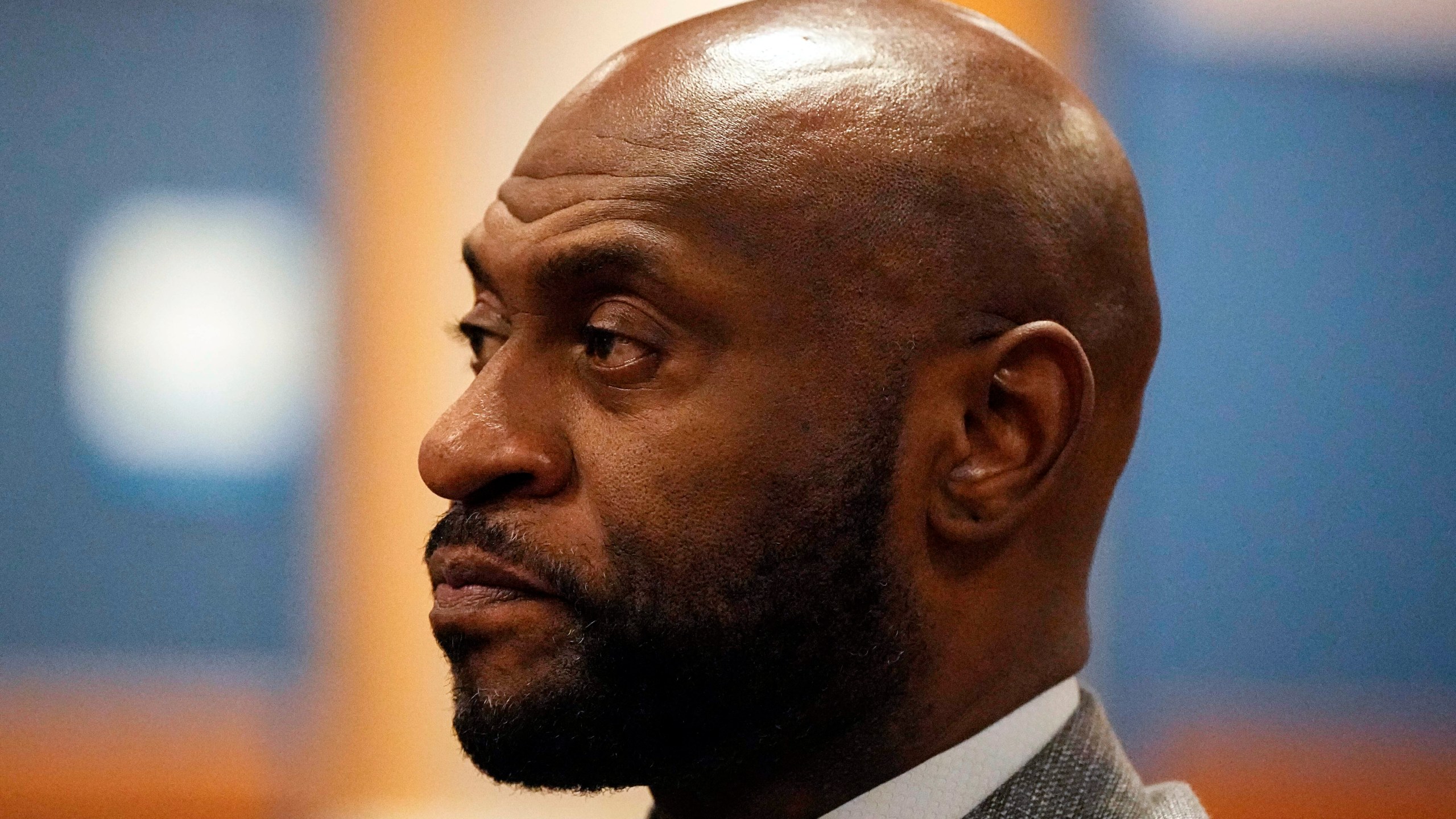 Special prosecutor Nathan Wade sits in the courtroom before a meeting with Judge Scott McAfee in the Fulton County Courthouse, Monday, Feb. 26, 2024, in Atlanta. (AP Photo/Mike Stewart, Pool)