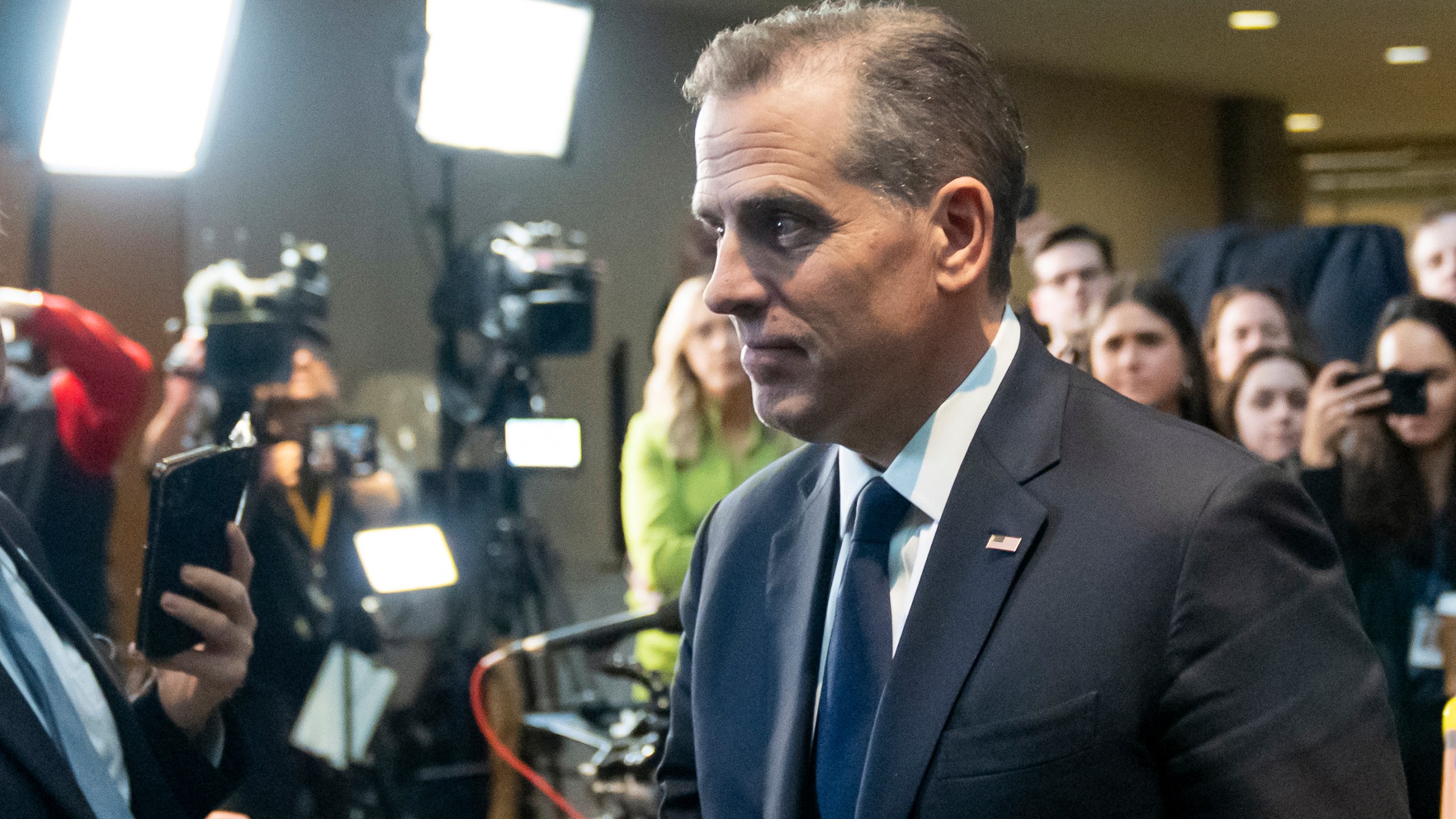 Hunter Biden departs after a closed door private deposition with House committees leading the President Biden impeachment inquiry, on Capitol Hill, Wednesday, Feb. 28, 2024, in Washington. (AP Photo/Alex Brandon)