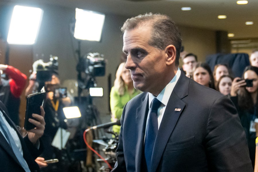 Hunter Biden departs after a closed door private deposition with House committees leading the President Biden impeachment inquiry, on Capitol Hill, Wednesday, Feb. 28, 2024, in Washington. (AP Photo/Alex Brandon)