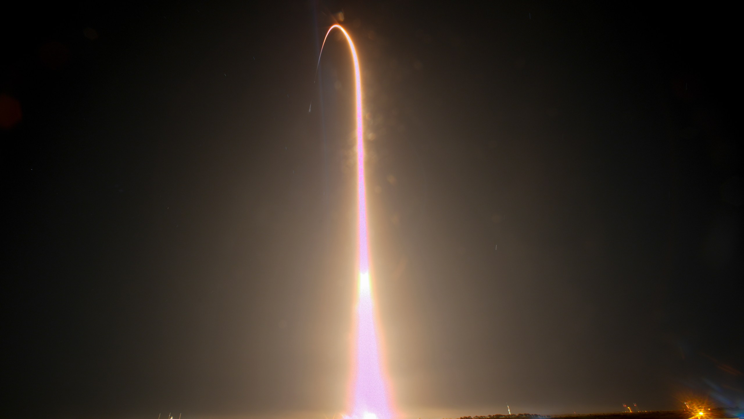 A SpaceX Falcon 9 rocket and Dragon capsule with a crew of four on a mission to the International Space Station is seen during a time exposure as it lifts off from pad 39A at the Kennedy Space Center in Cape Canaveral, Fla., Sunday, March 3, 2024. (AP Photo/John Raoux)