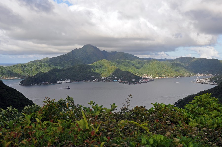 Matafao Peak (653m) dominates the skylin Matafao Peak (653m) dominates the skyline above Pago Pago Harbour in American Samoa on October 3, 2009. The spectacular harbour is the remains of the volcanic crater that created the island of Tutuila. AFP PHOTO / Torsten BLACKWOOD (Photo credit should read TORSTEN BLACKWOOD/AFP via Getty Images)