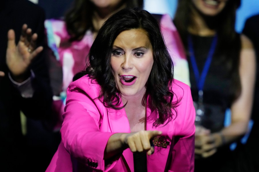 FILE - Michigan Democratic Gov. Gretchen Whitmer speaks during Election Night, Nov. 8, 2022 in Detroit. Midway through her second-term as Michigan's governor and amid a rapid rise within the Democratic party, Gov. Whitmer is poised to release a book this summer detailing her life and journey through politics. Schedule for release on July 9, “True Gretch” promises insights into Whitmer’s six-year tenure as Michigan’s governor. (AP Photo/Carlos Osorio, file)