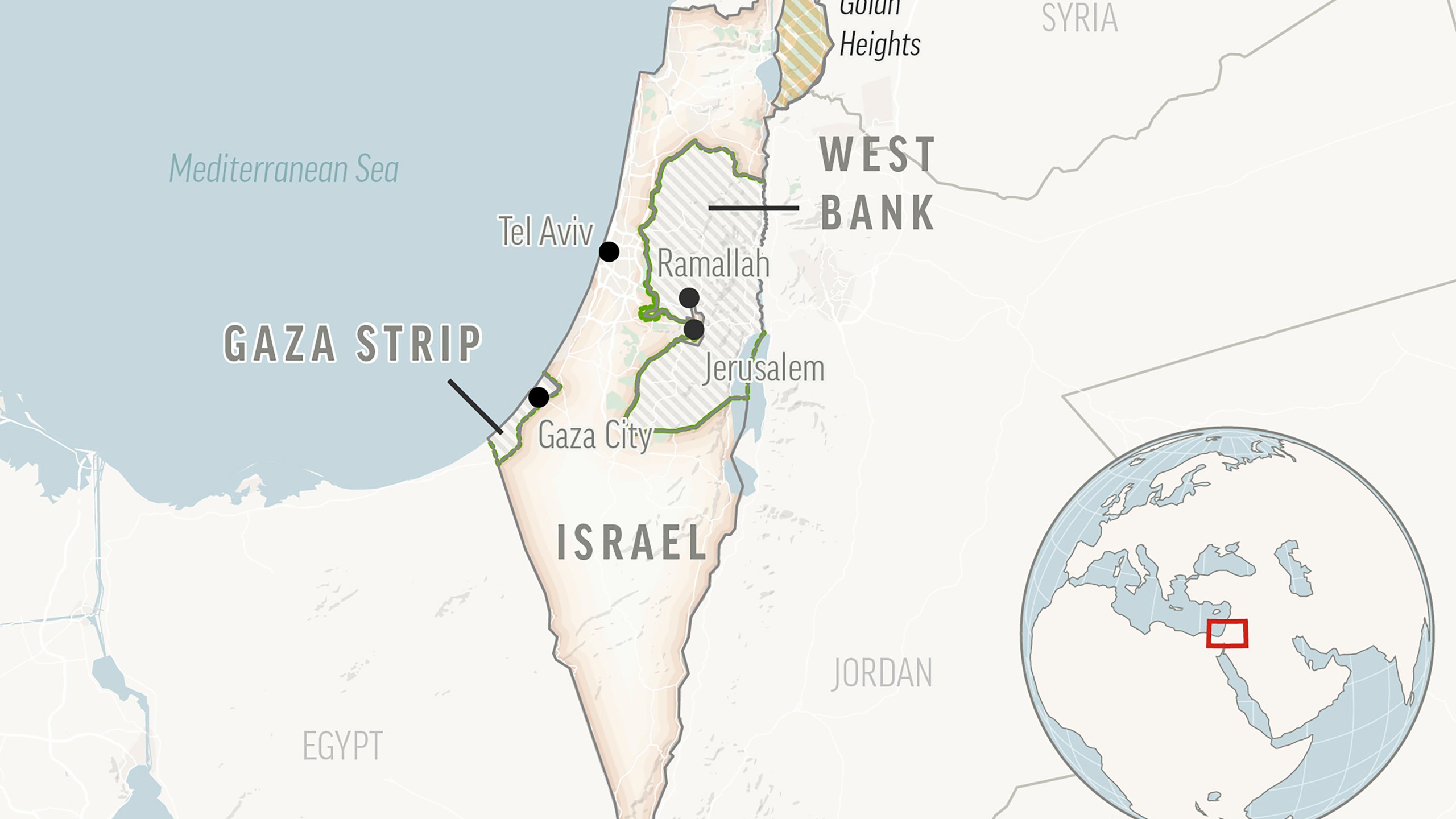 This is a locator map of Israel and the Palestinian Territories. (AP Photo)