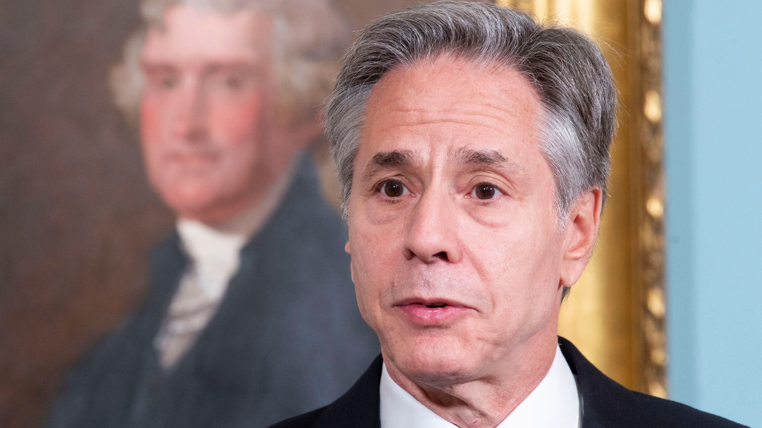 Secretary of State Antony Blinken speaks during at a Memorandum of Understanding Signing Ceremony with Spanish Foreign Minister José Manuel Albares on Friday, May 10, 2024, in Washington. (AP Photo/Kevin Wolf)