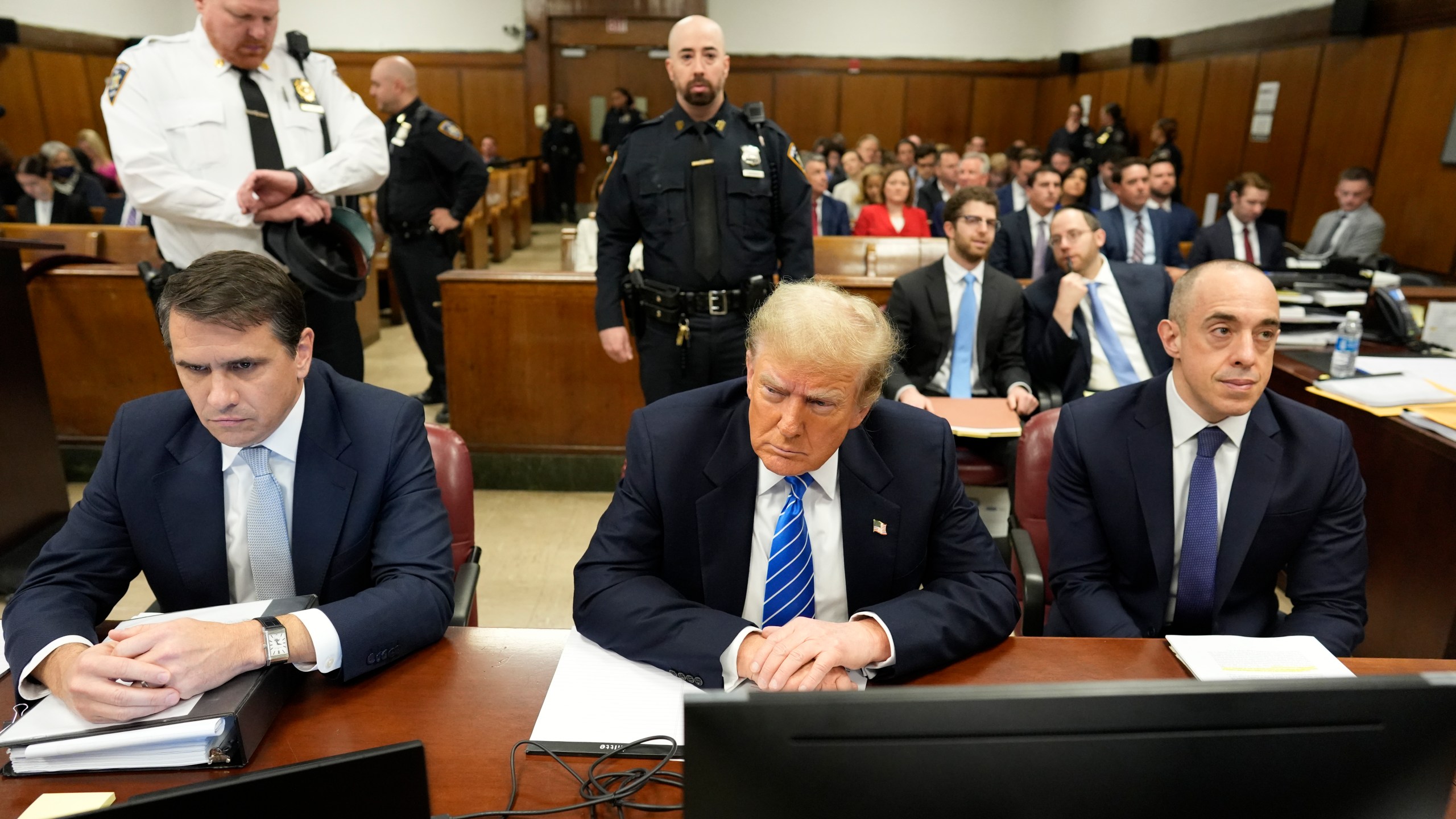 Former President Donald Trump sits in the courtroom at Manhattan criminal court, Monday, May 13, 2024, in New York. (Mark Peterson/New York Magazine via AP, Pool)