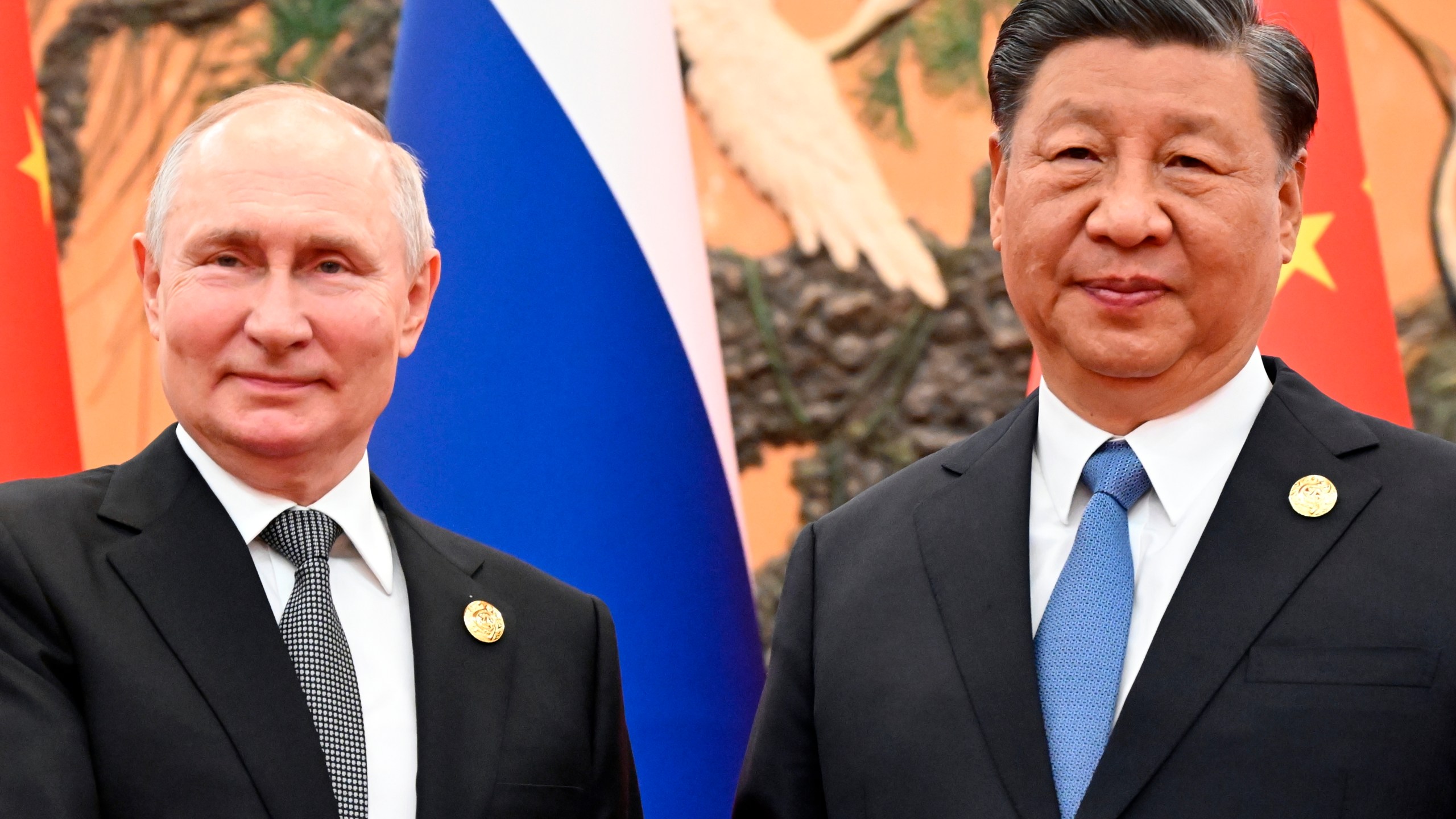 FILE - Chinese President Xi Jinping, right, and Russian President Vladimir Putin pose for a photo prior to their talks on the sidelines of the Belt and Road Forum in Beijing, China, on Wednesday, Oct. 18, 2023. President Putin will make a two-day state visit to China this week, the Chinese Foreign Ministry said Tuesday, May 14, 2024.(Sergei Guneyev, Sputnik, Kremlin Pool Photo via AP, File)