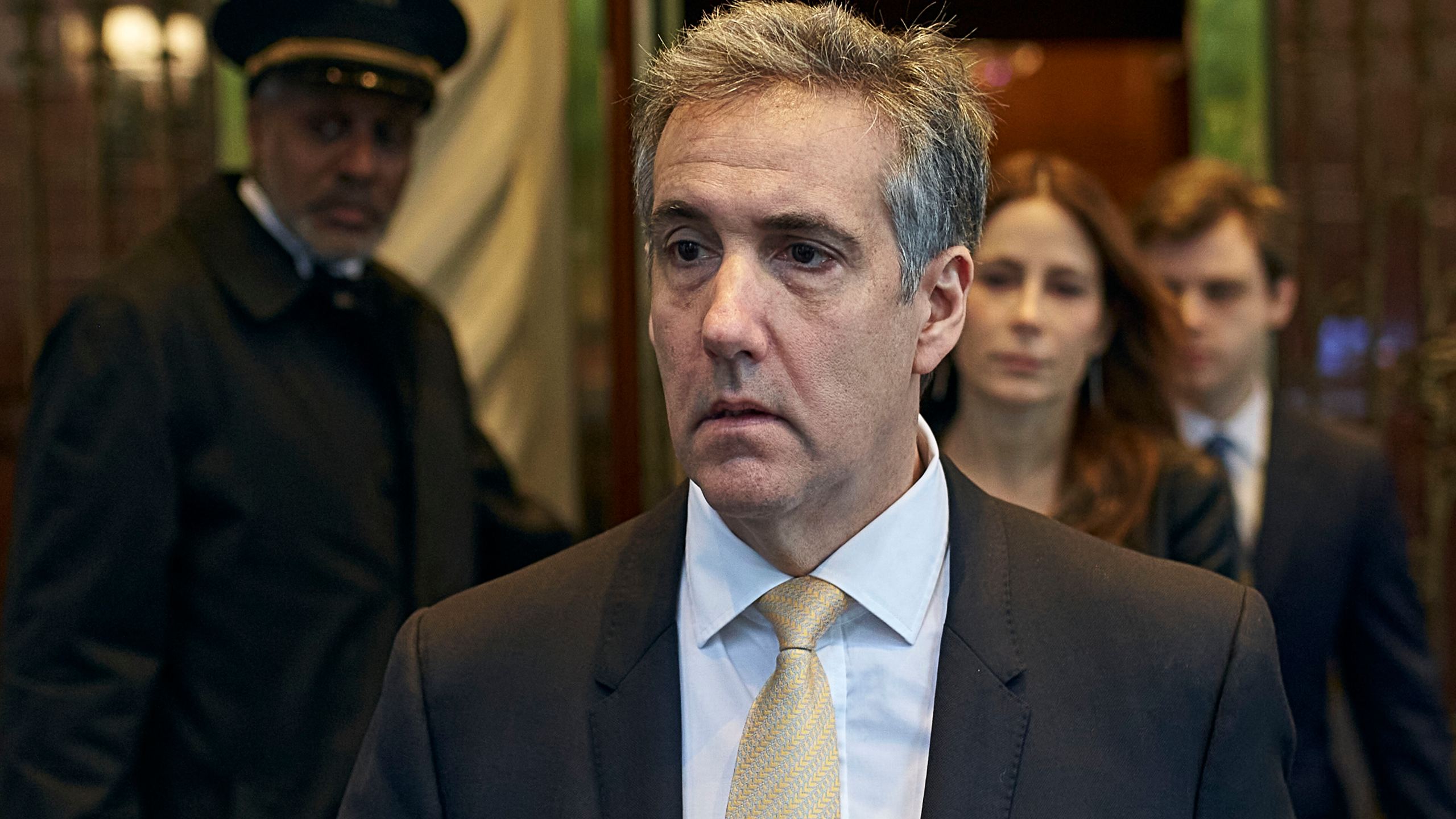 Michael Cohen departs his apartment building on his way to Manhattan criminal court, Thursday, May 16, 2024, in New York. The prosecutors’ star witness in the hush money case against former President Donald Trump is returning to the witness stand as defense lawyers try to chip away at Cohen’s crucial testimony implicating the former president. (AP Photo/Andres Kudacki)