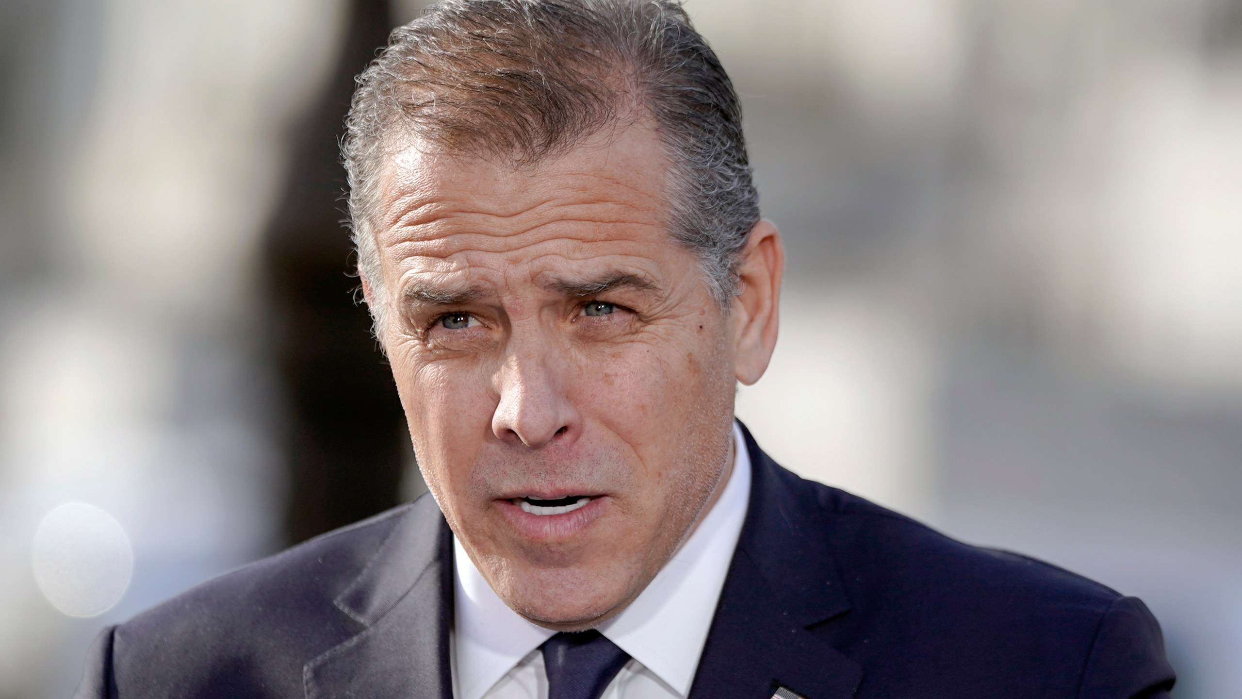 FILE - Hunter Biden, son of President Joe Biden, speaks during a news conference outside the Capitol, Dec. 13, 2023, in Washington. Hunter Biden is pushing for a delay in his federal gun trial, asking an appeals court to pause the Delaware trial set to begin next month. Defense attorneys argued Monday, May 20, 2024, there isn't an urgent need to start the trial on June 3, shortly before the scheduled start of another trial on tax charges in California. (AP Photo/Mariam Zuhaib, File)